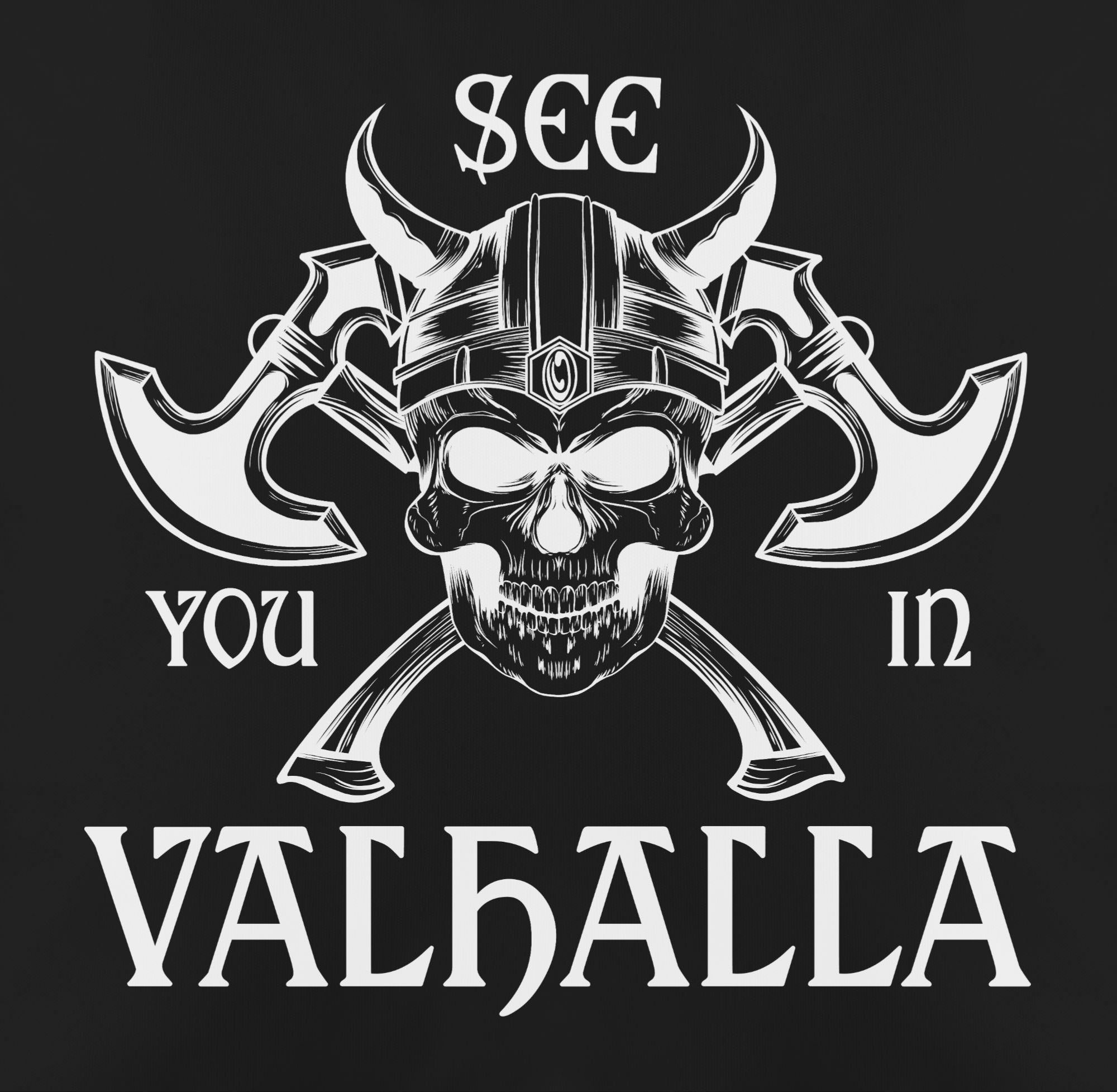 Valhalla, Schwarz Walhalla Kissen Wikinger Shirtracer 1 Dekokissen in you & See