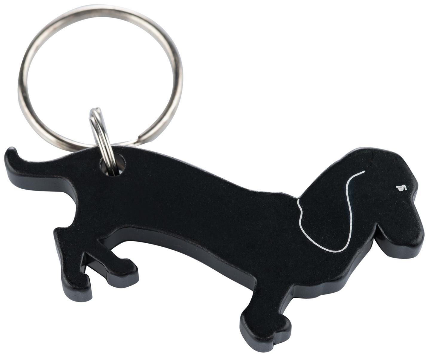 Munkees Flaschenöffner Dackel Flaschenöffner Hund Motiv, Aluminium, schwarz (Packung, 1-tlg), Schlüsselanhänger, Flaschenöffner, Dackel-Design