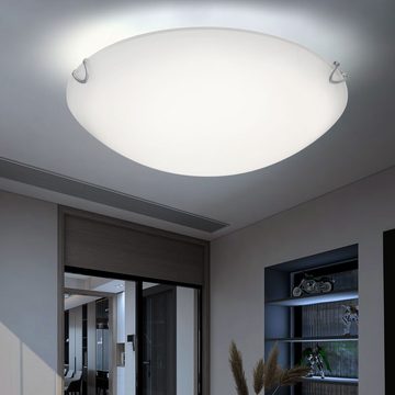 Globo LED Deckenleuchte, LED-Leuchtmittel fest verbaut, Warmweiß, LED Deckenleuchte Glas Wohnzimmerlampe Decken Deckenlampe weiß
