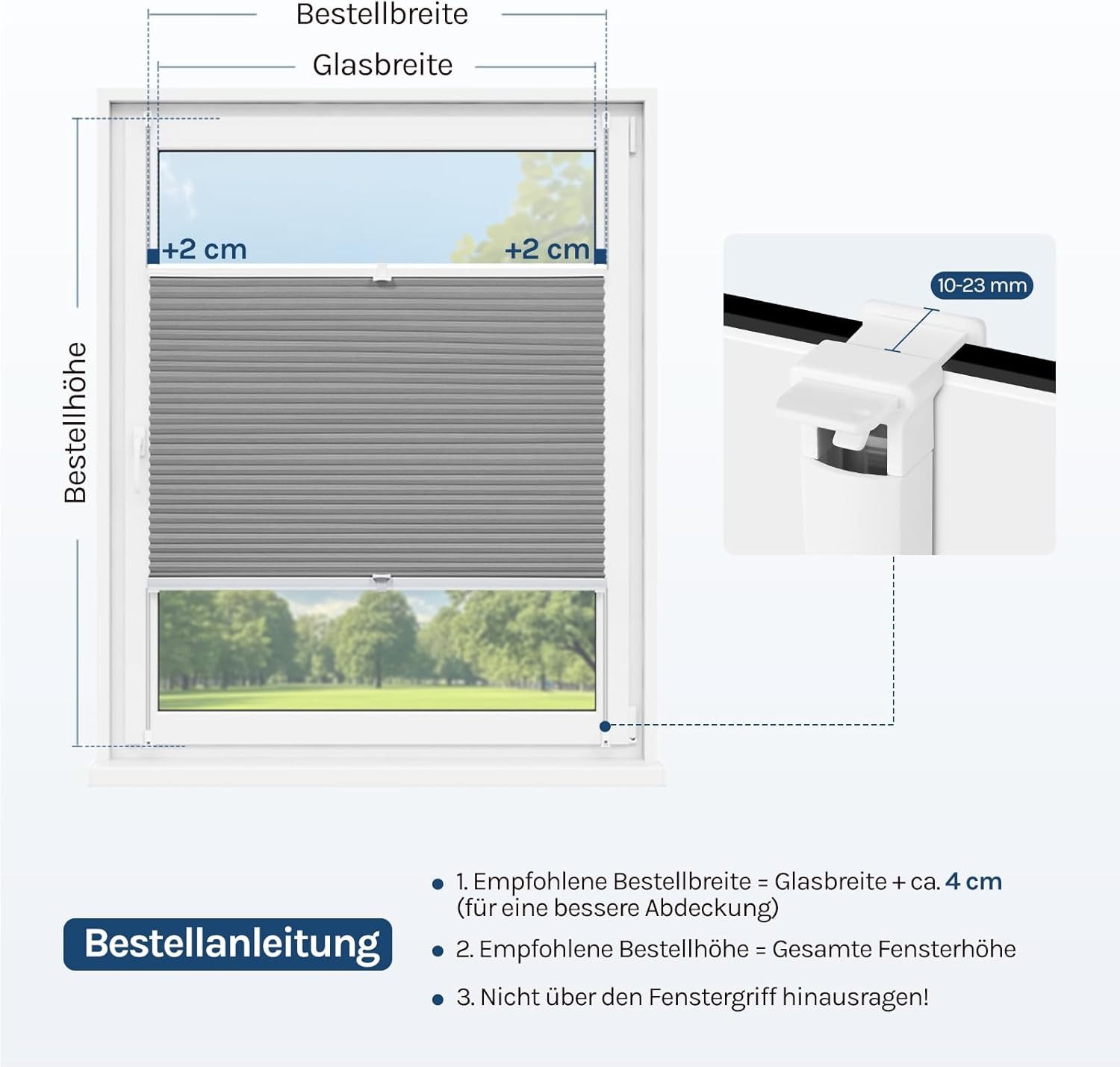 Woltu Plissee, verdunkelnd, verspannt, Klemmfix, Wabenplissees ohne Bohren