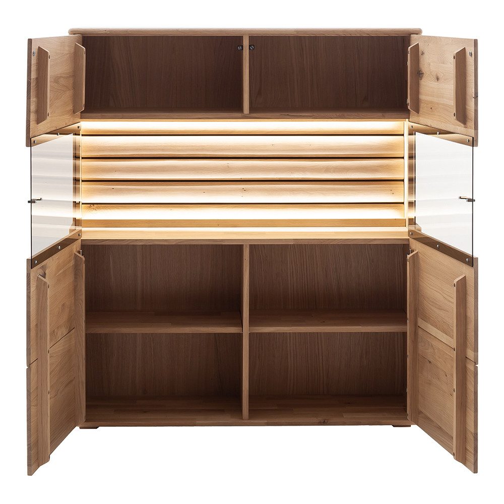 Lomadox Highboard GALWAY-05, Vitrinenschrank, Eiche massiv günstig online kaufen