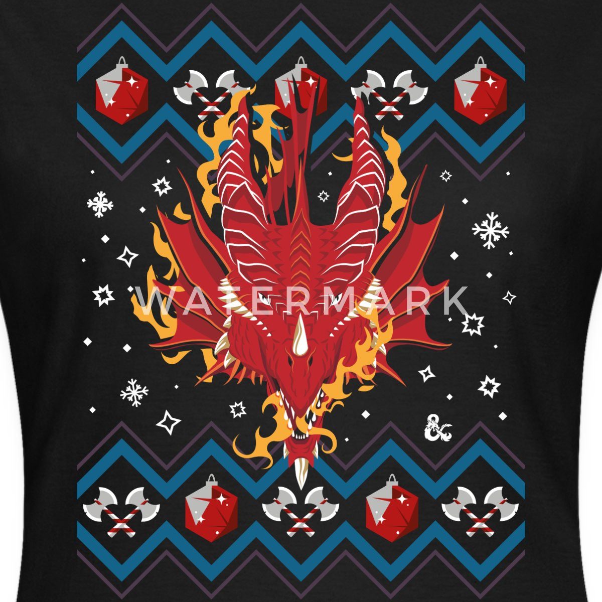 T-Shirt Dungeons & Dragons Drachenkopf Ugly Christmas Frauen T-Shirt