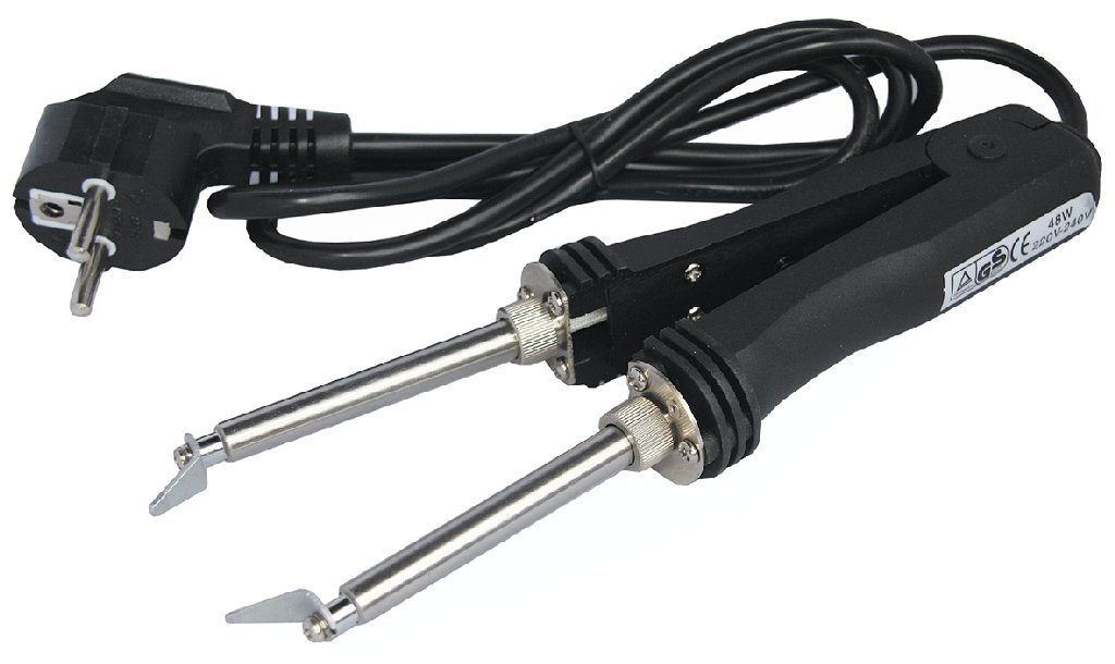 ChiliTec Elektroschweißgerät Lötzange Press-Lötkolben 48W Lötspitze 2x 125cm Löt- & Kabel 2mm mit Entlötpinzette