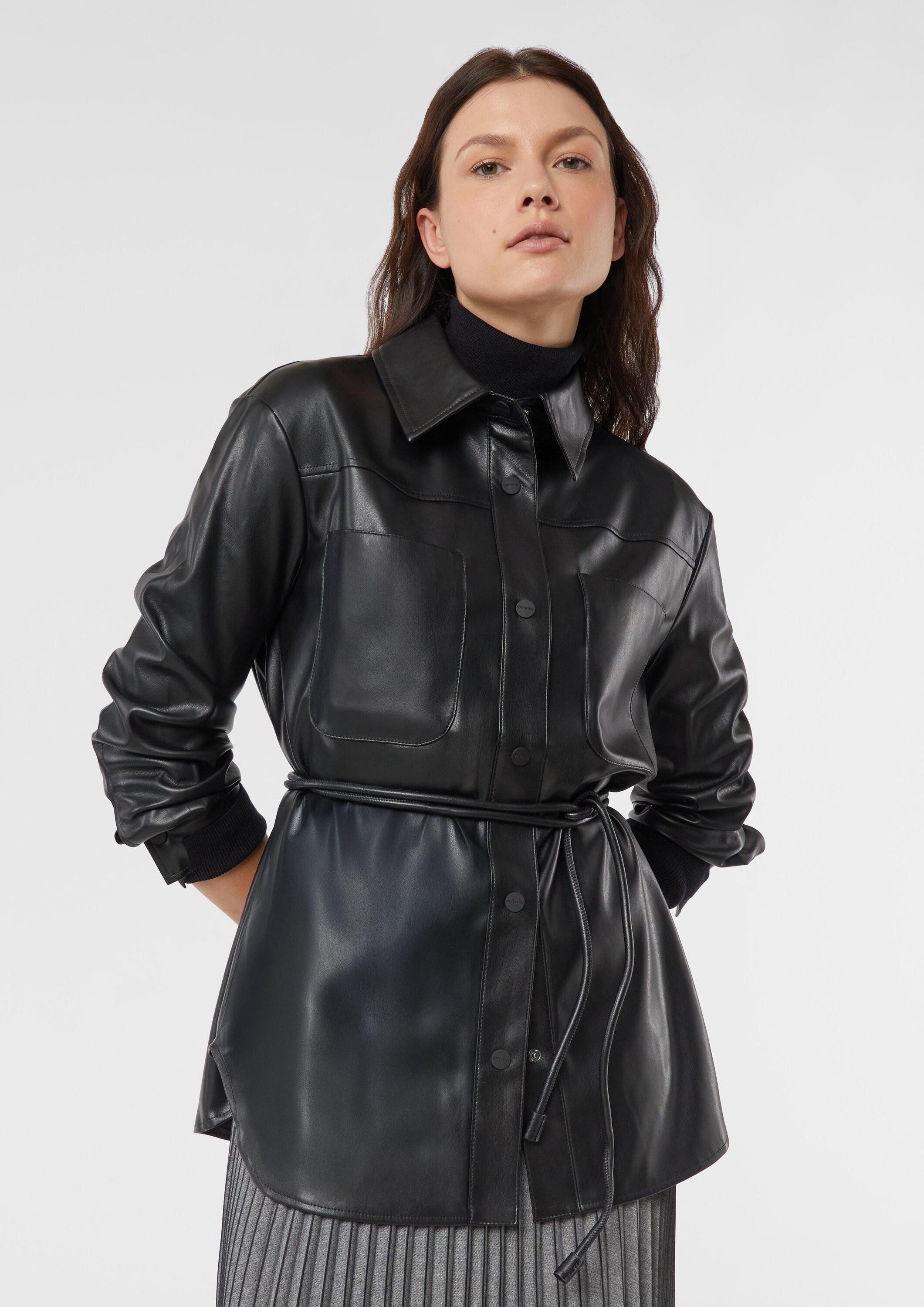 comma Funktionsjacke Indoor-Jacke Overshirt aus Kunstleder