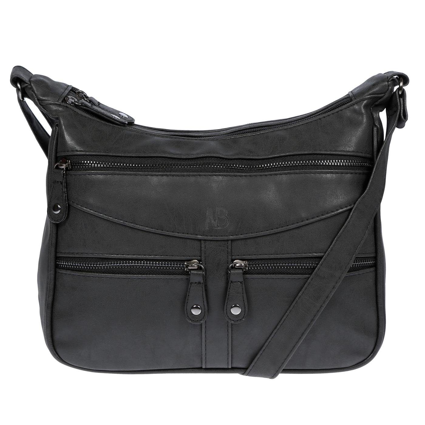 Christian Wippermann Umhängetasche Damen Tasche Schultertasche Umhängetasche Crossover (einzeln), Leder Optik Handtasche Schwarz