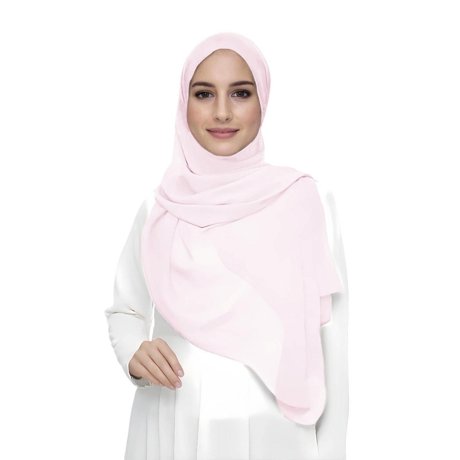LuxusKollektion Kopftuch Hijab Chiffon Hellrosa 180x75cm, (1-St)