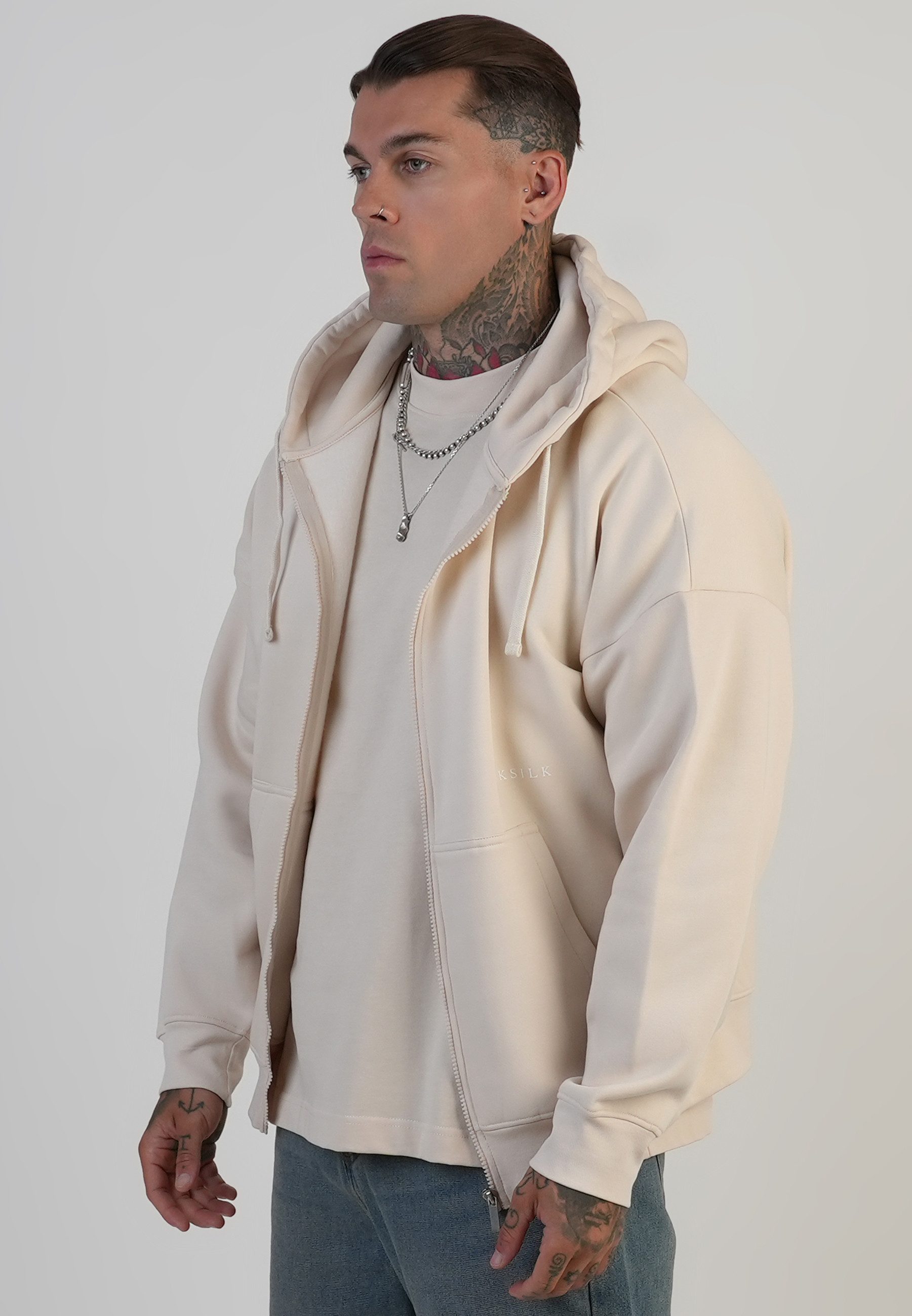 Siksilk Hoodie SikSilk Herren Hoodie mit Grafik und durchgehendem Reißverschluss