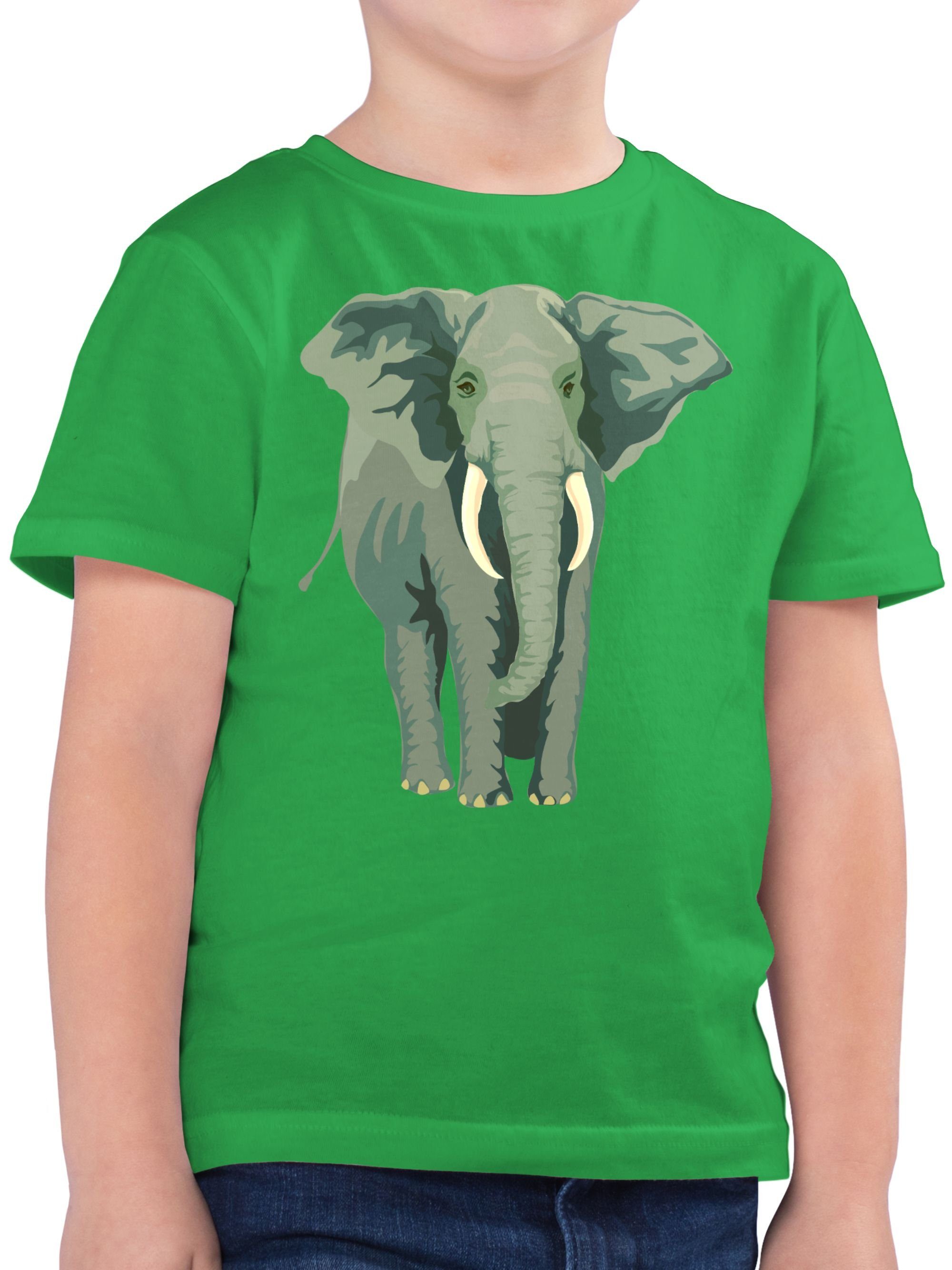 Shirtracer T-Shirt Elefant Tiermotiv Animal Print 1 Grün