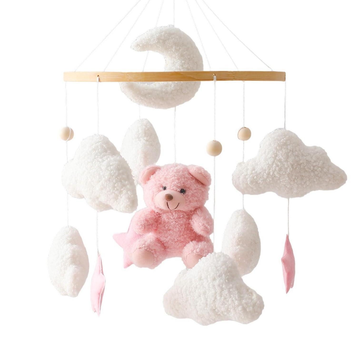 LuxusKollektion Mobile Mobile Bettglocke Teddybär Holz Windspiel Babybett Rosa