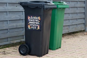 MuchoWow Wandsticker Illustration Alphabet mit Meerjungfrauen auf einem dunklen Hintergrund (1 St), Mülleimer-aufkleber, Mülltonne, Sticker, Container, Abfalbehälter