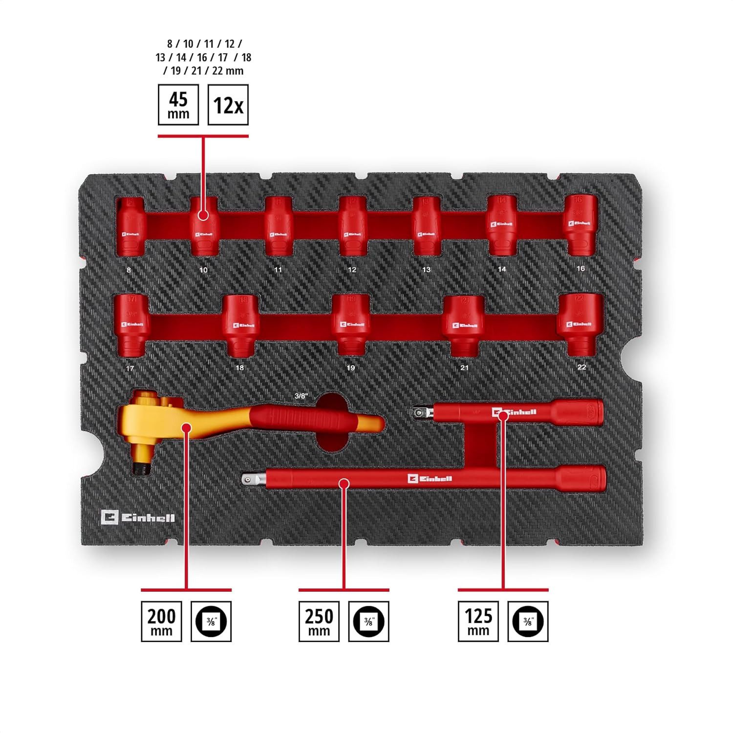 Einhell Werkzeugset Original Einhell VDE Werkzeugkoffer Elektriker-Werkzeuge E-Case 24-tlg, (24-tlg), Original Einhell VDE Werkzeugkoffer Elektriker-Werkzeuge E-Case 24-tlg