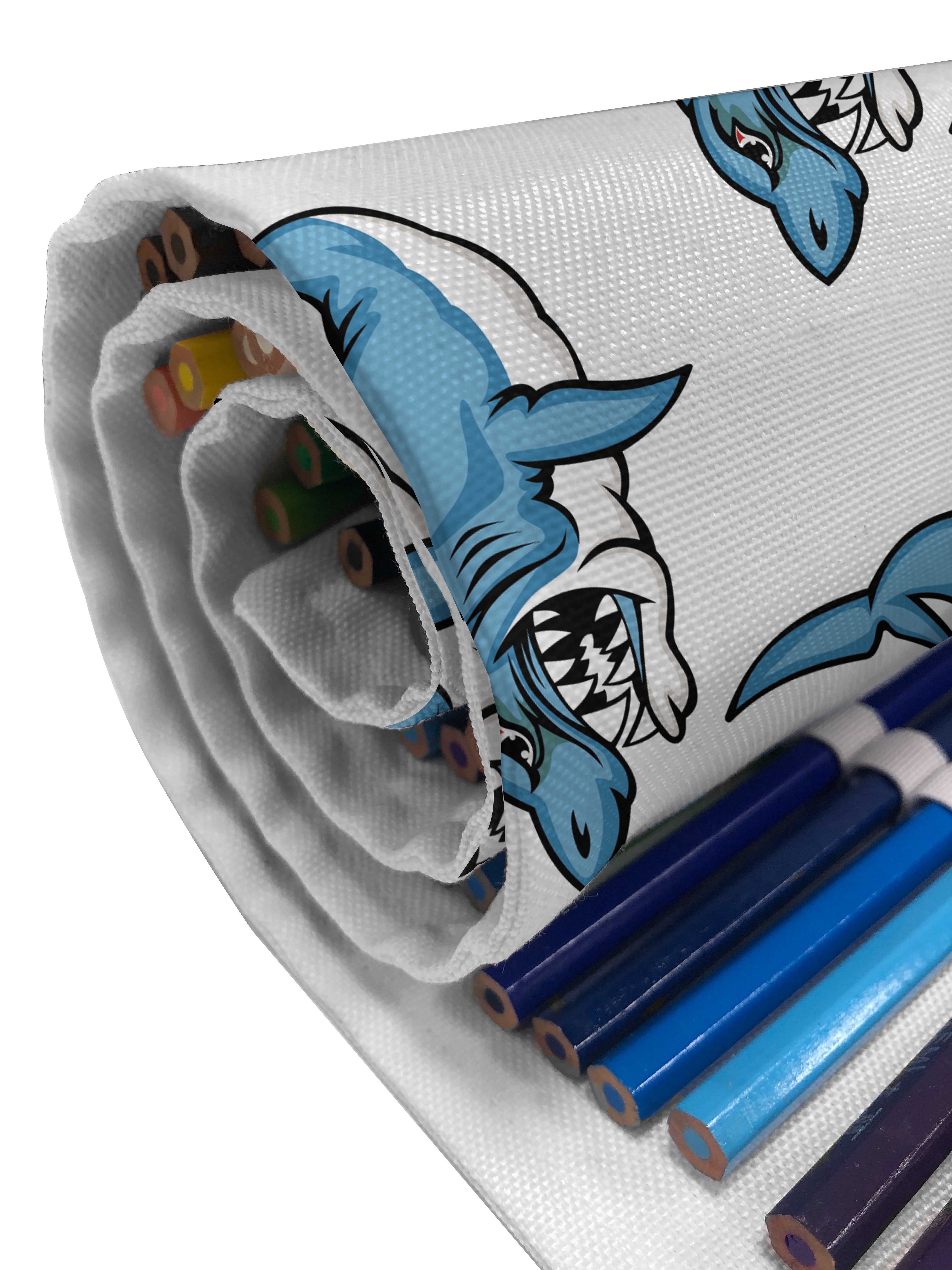 tragbar Fierce langlebig Abakuhaus Organizer, Stiftablage Wilde Blau Sea Segeltuch Shark Federmäppchen und Ozean Weiss