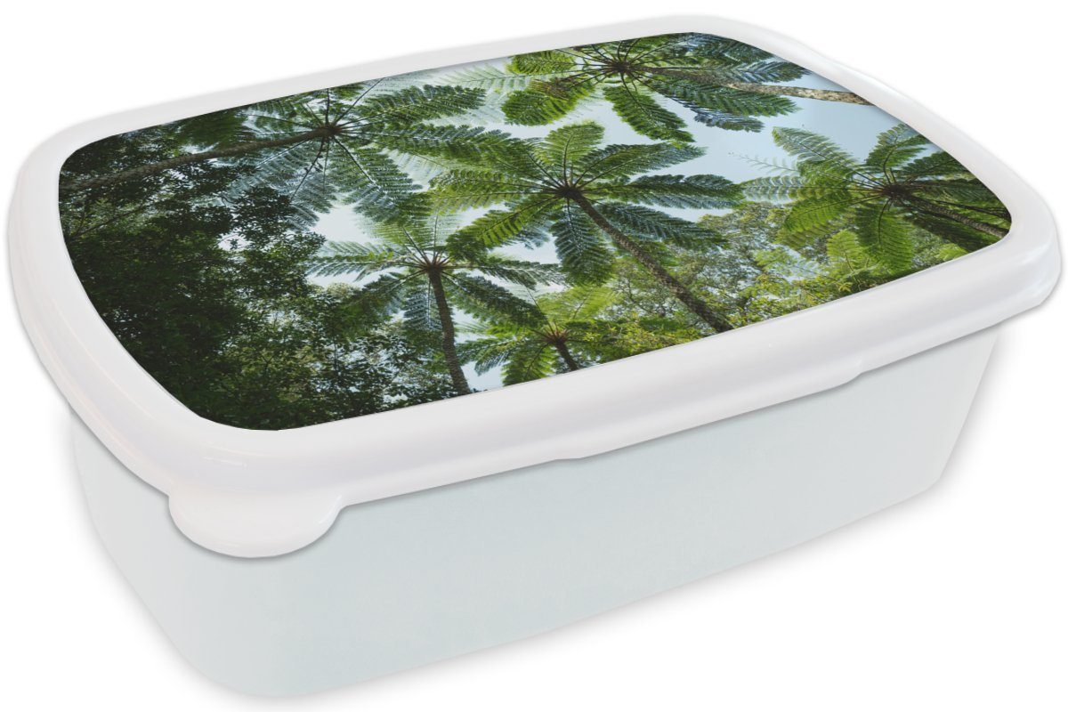 Lunchbox Blätter und für Dschungel, MuchoWow Mädchen für im und Erwachsene, Kinder Jungs und weiß Brotbox Brotdose, Bäume Kunststoff, (2-tlg),
