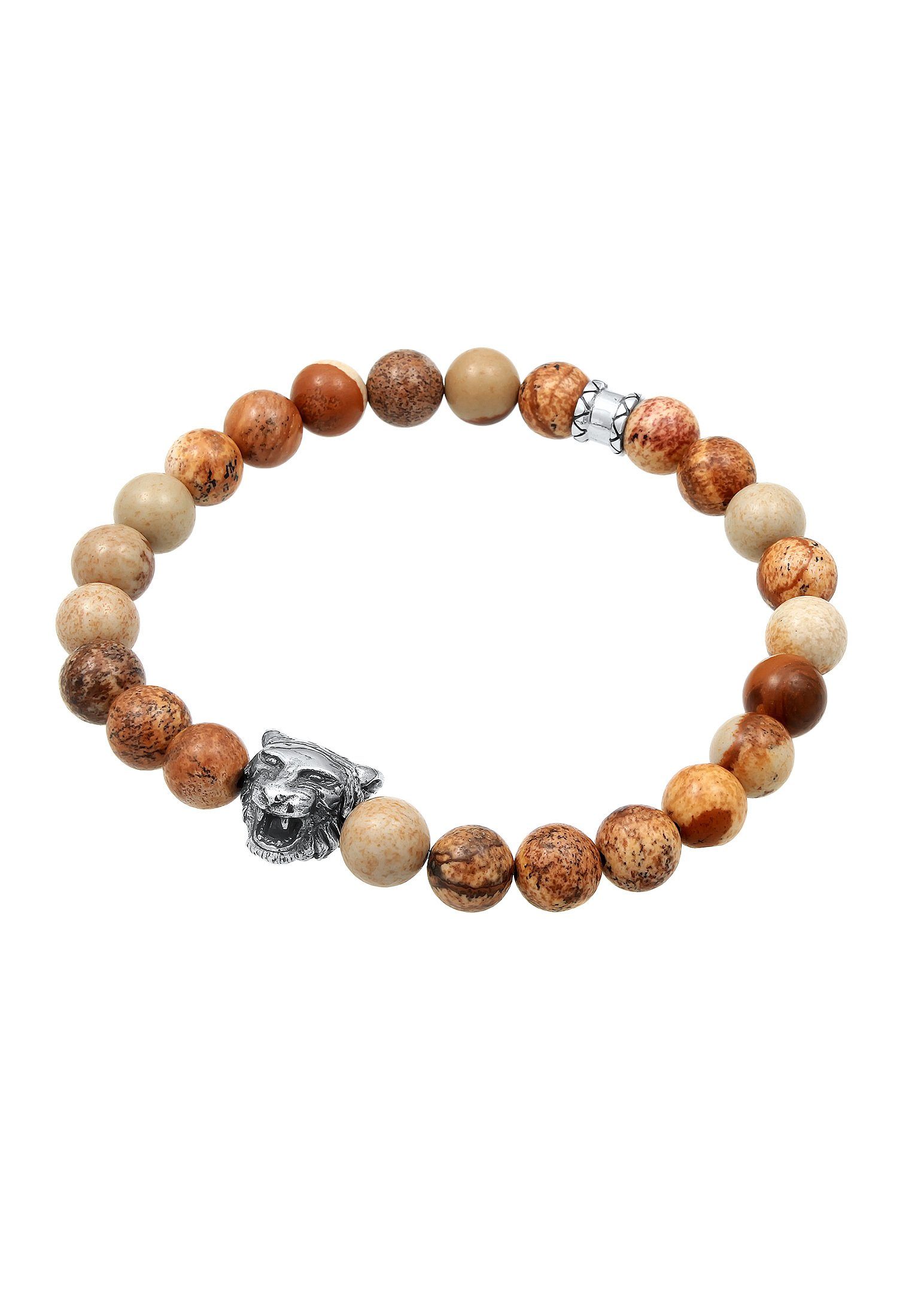 Kuzzoi Armband Herren Achat Tigerkopf Bead Oxidiert 925 Silber