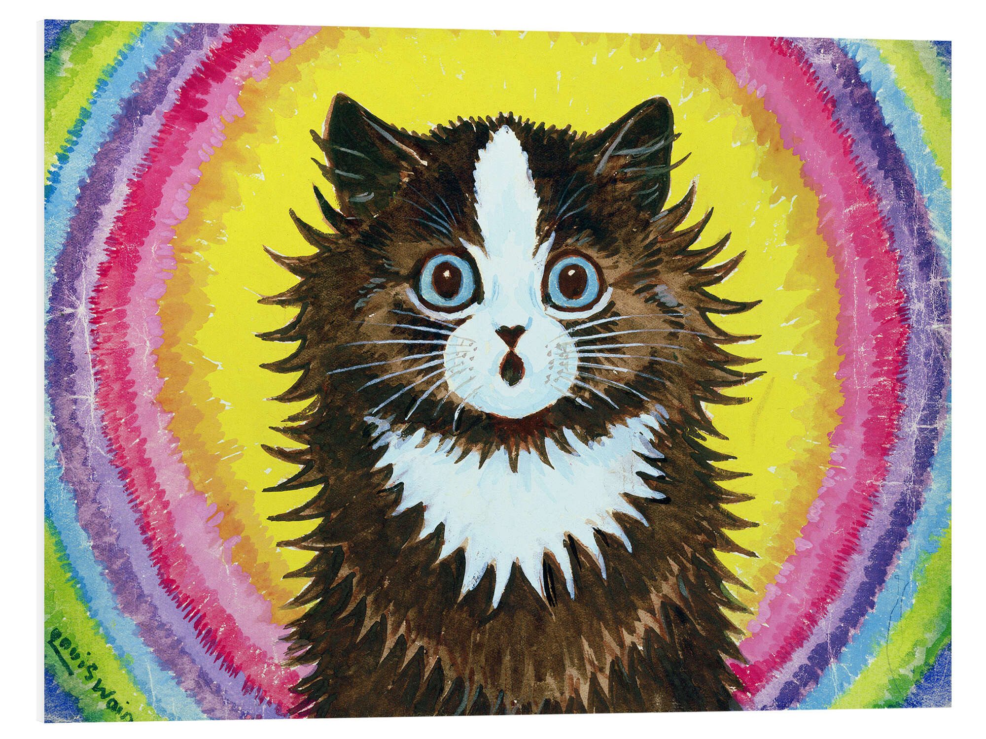 Posterlounge Wandbild Katze in einem Regenbogen, Louis Wain, erhältlich als Poster, Leinwandbild, Wandsticker oder Acrylglasbild