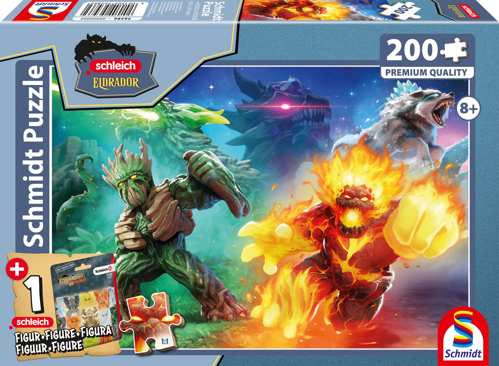 Schmidt Spiele Puzzle Schleich Eldrador, Kampf der Welten, 200 Puzzleteile, mit Add-on (eine Original Figur); Made in Europe