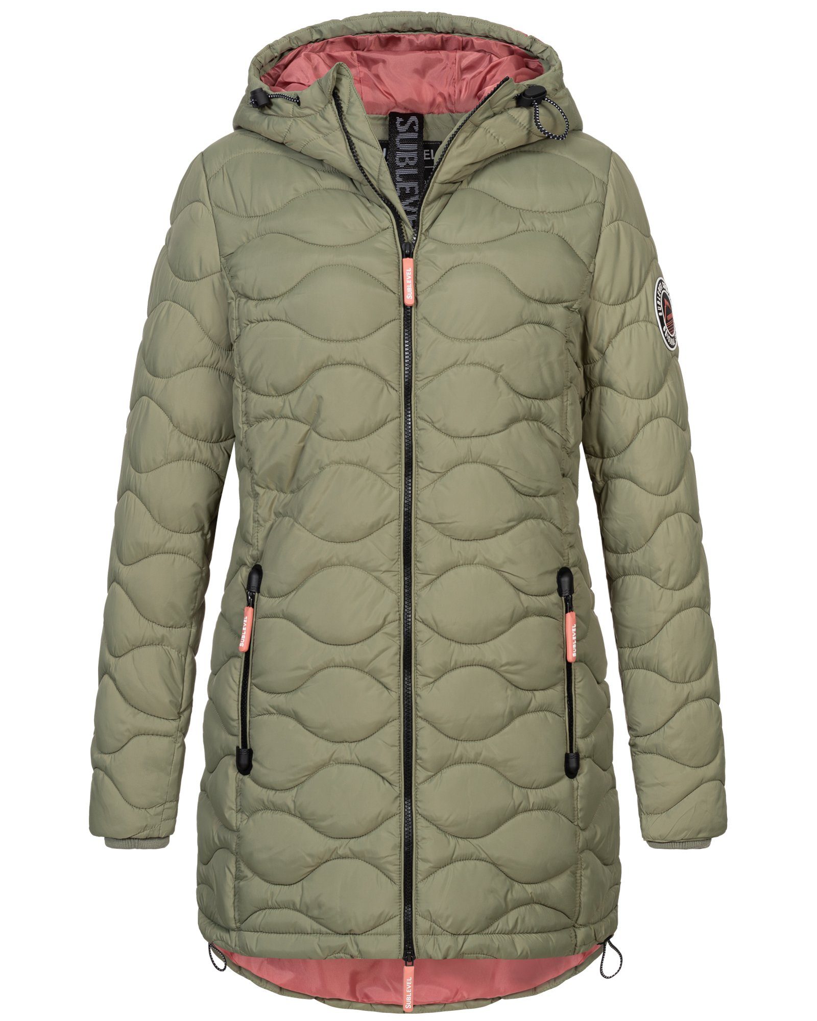 SUBLEVEL Steppjacke Damen Winter Jacke Mantel Parka Steppjacke Steppmantel Wintermantel Olive