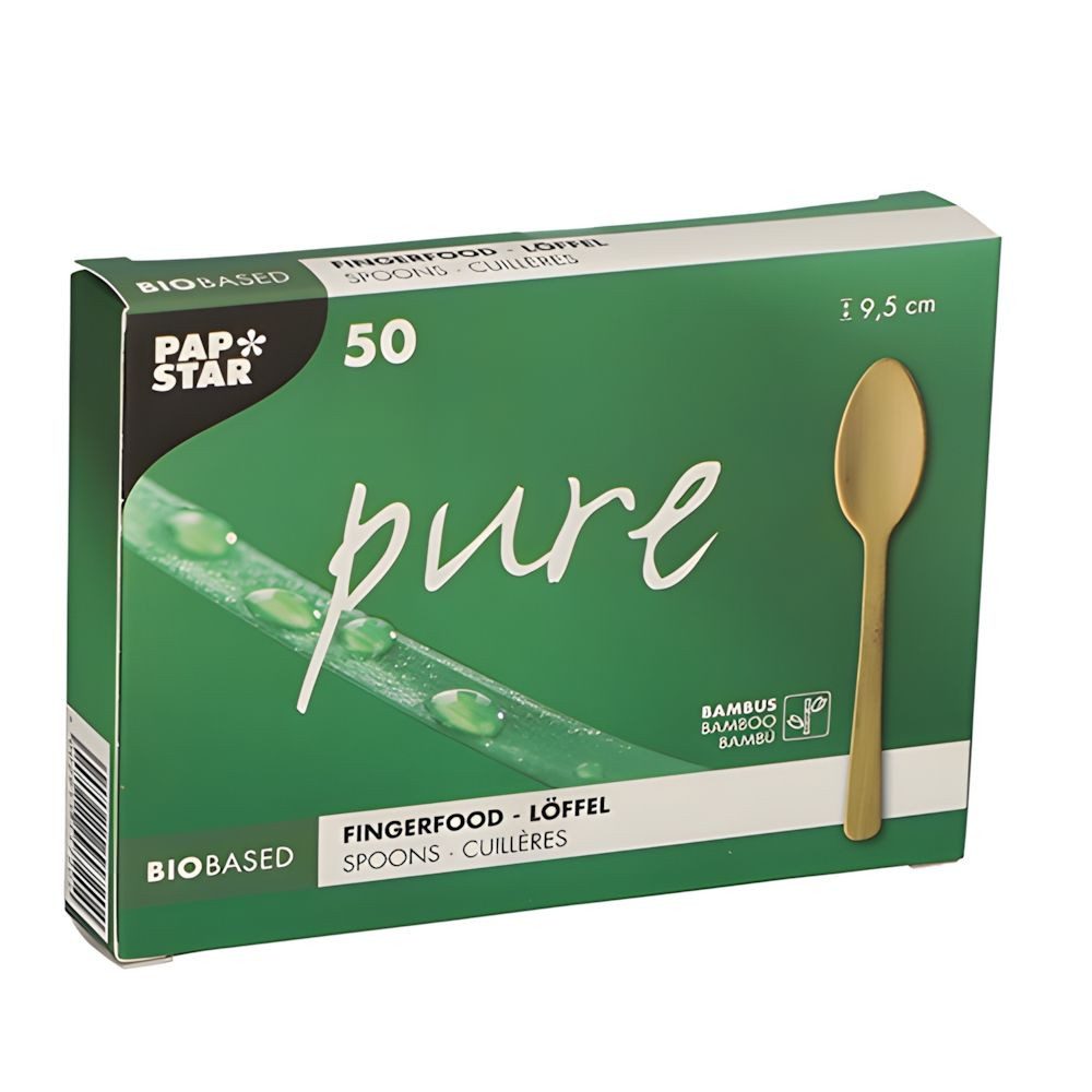 PAPSTAR Einweglöffel Fingerfood - Löffel, Bambus pure 9,5 cm 1000 Stk