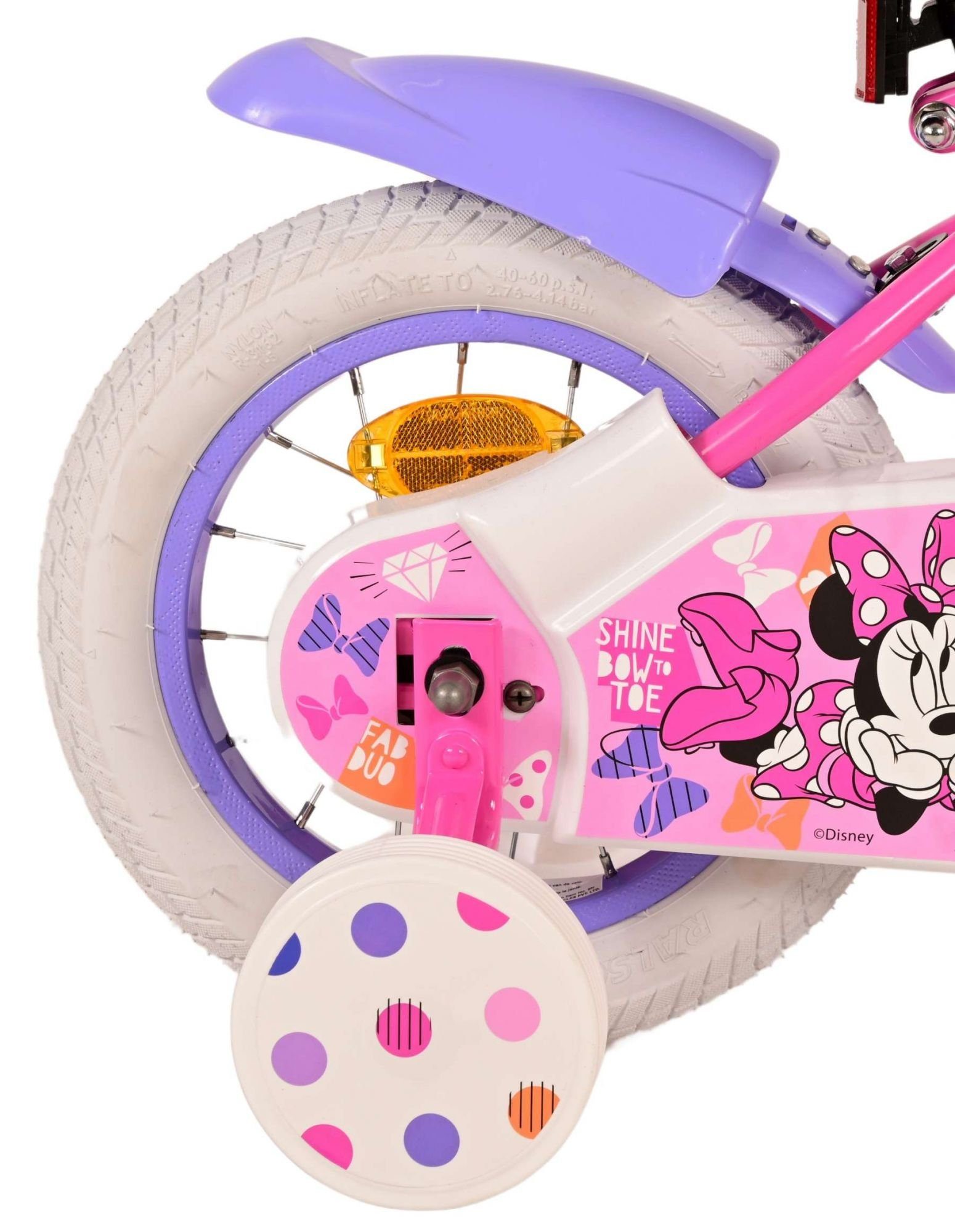 Volare Kinderfahrrad Minnie - Mädchen - 12 Zoll - Rosa - 3,5 - 4 Jahre, bis 60 kg, 85% zusammengebaut, Lenkerhöhe einstellbar