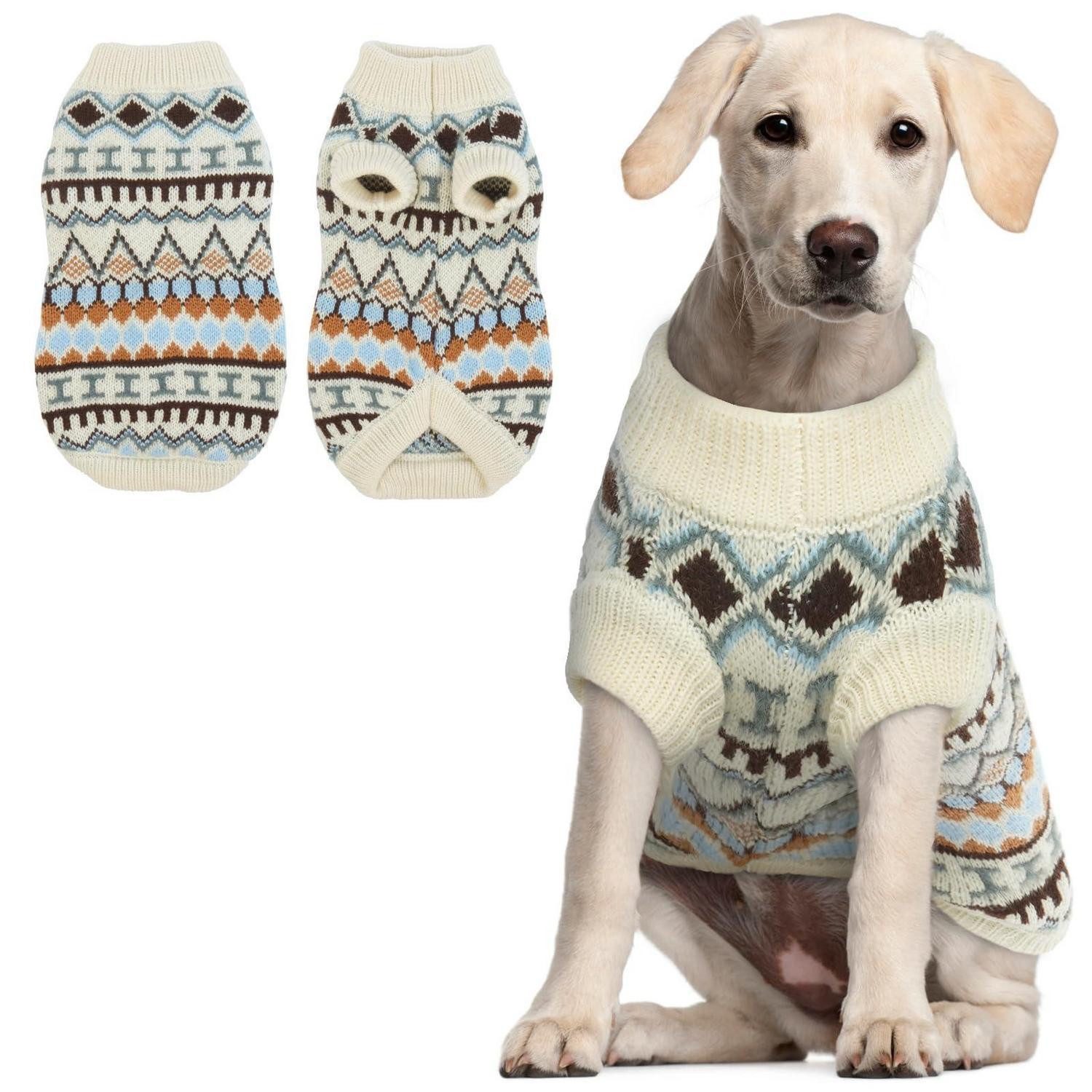 LuxusKollektion Hundepullover Hundepullover Boho Strick Beige 3XL