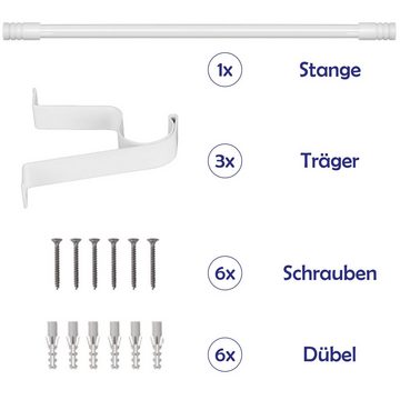 Gardinenstange Modern, Bestlivings, Ø 19 mm, 1-läufig, ausziehbar, Wandmontage, verschraubt, Metall, Gardinenstange "Modern" ausziehbar 115 bis 200 cm, Durchmesser 16mm/19mm - Edelstahl - Stil-Garnitur, 1-Lauf Metall Stange