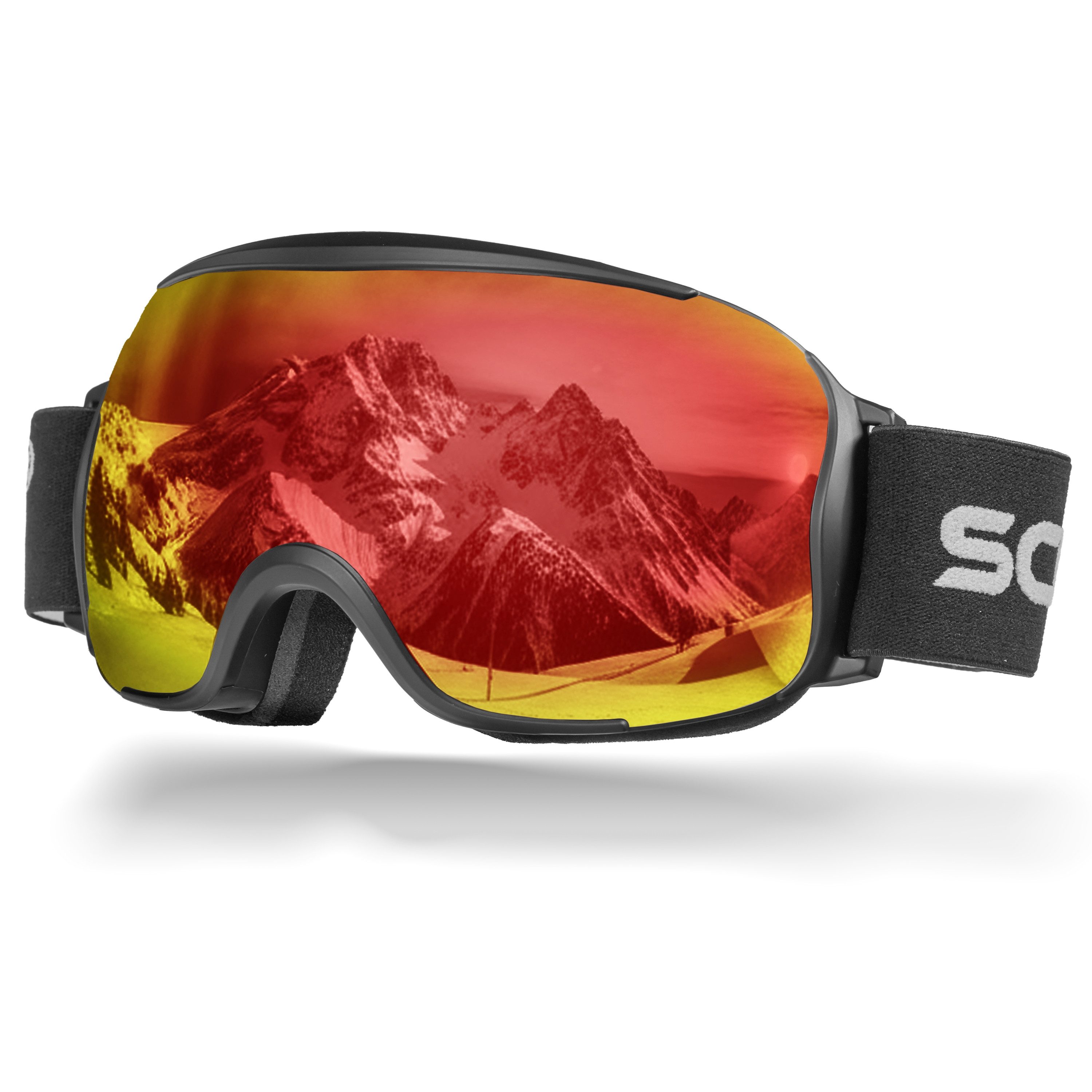 SCHNORR Sportbrille Schnorr Skibrille Kryos - Sphärisch, Rot (S2), Full REVO, Anti-Fog, (1-St), Full REVO-Beschichtung Rot (S2)