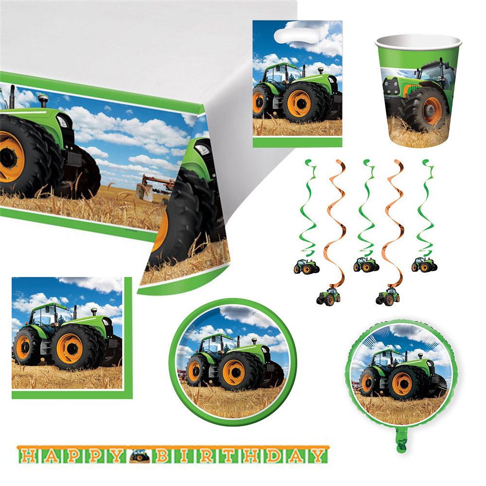 Creative Converting Hängedekoration Partydeko Set groß Tractor time für 8 Kinder