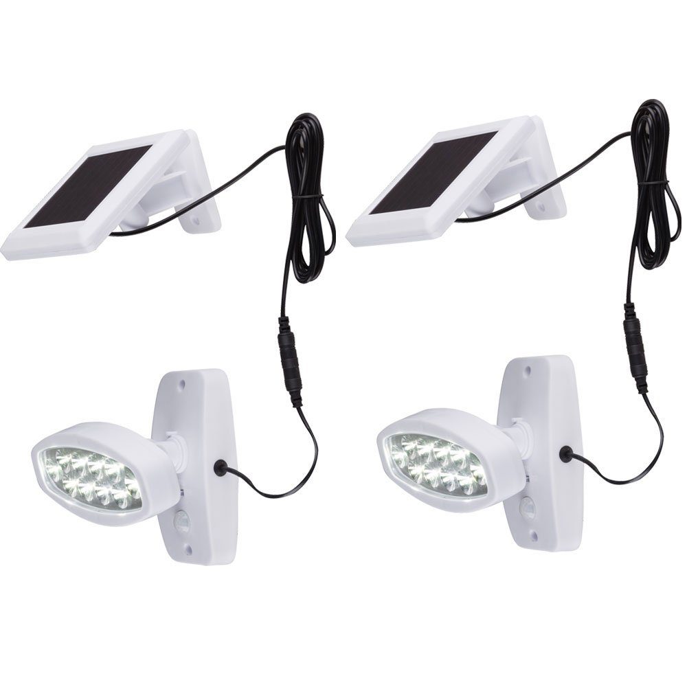 2er LED-Leuchtmittel Senor Außen fest LED Tageslichtweiß, Set verbaut, Wandstrahler, Kaltweiß, Leuchten Solar Wand Bewegungs etc-shop LED
