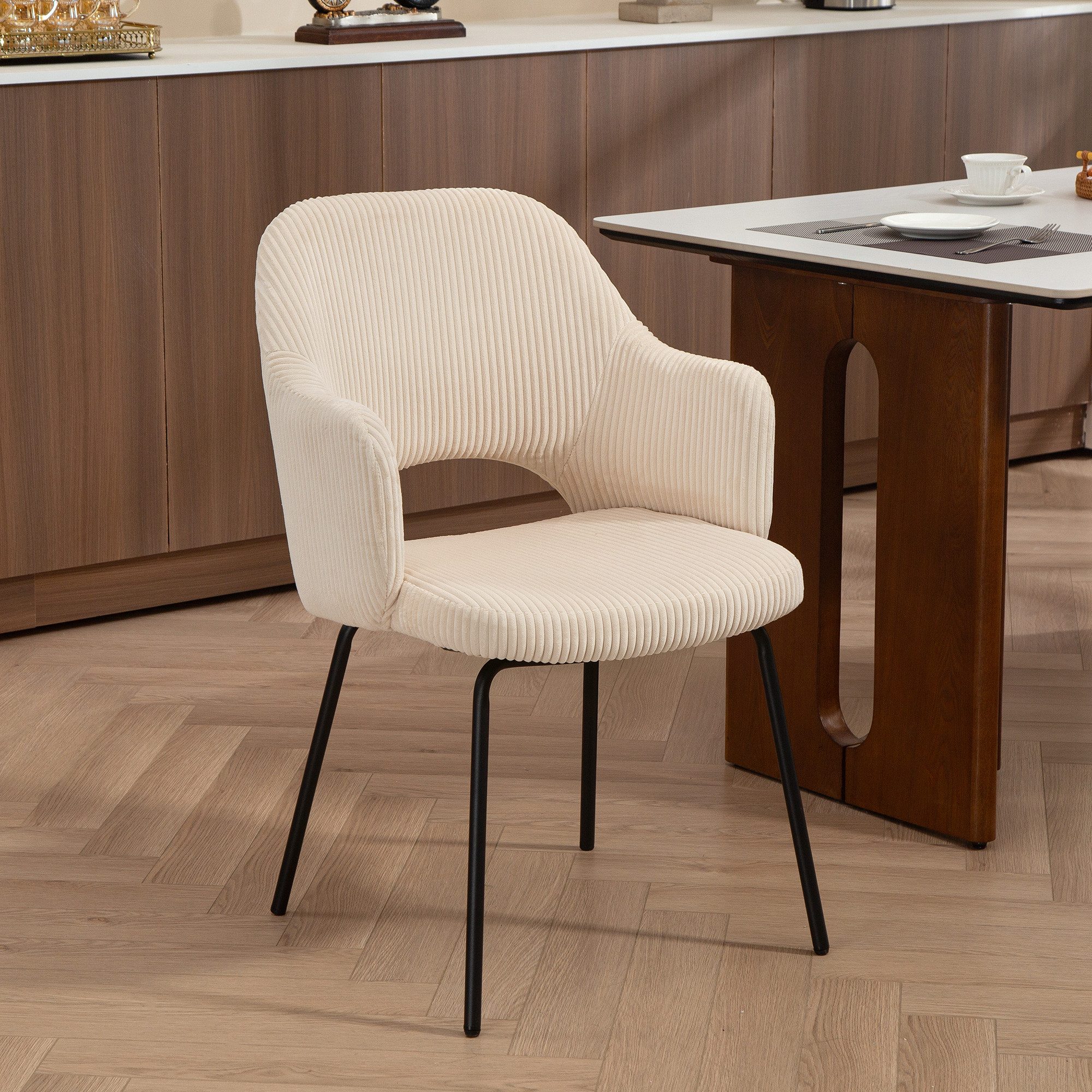 HOMCOM Esszimmerstuhl gepolsterte Sitzfäche, Stahlbeinen (Küchenstuhl, 1 St günstig online kaufen