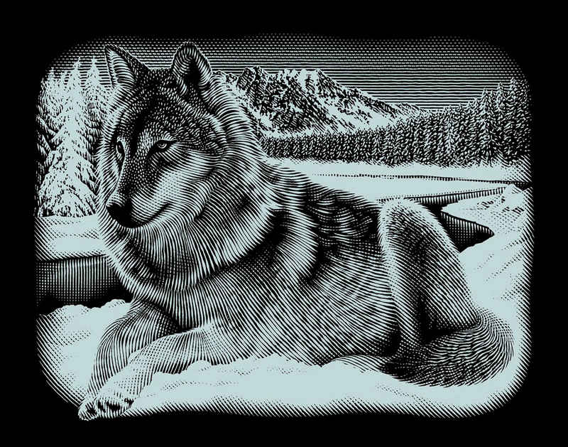 MAMMUT Spiel und Geschenk Kunstdruck Wolf, Silber, 25,2 cm x 20 cm