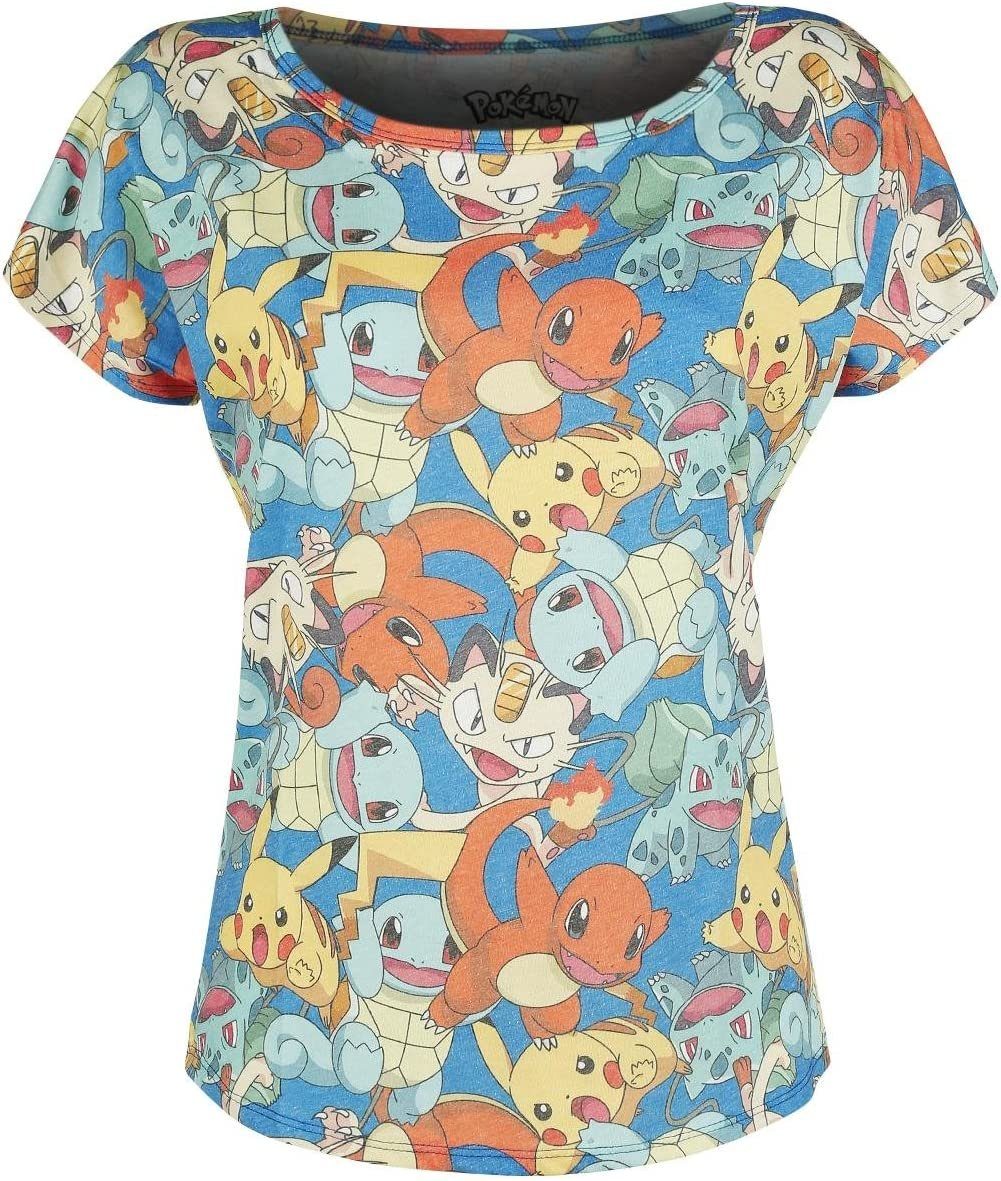 + POKÉMON POKEMON Print-Shirt DAMEN T-Shirt allover Print Mädchen Frauen