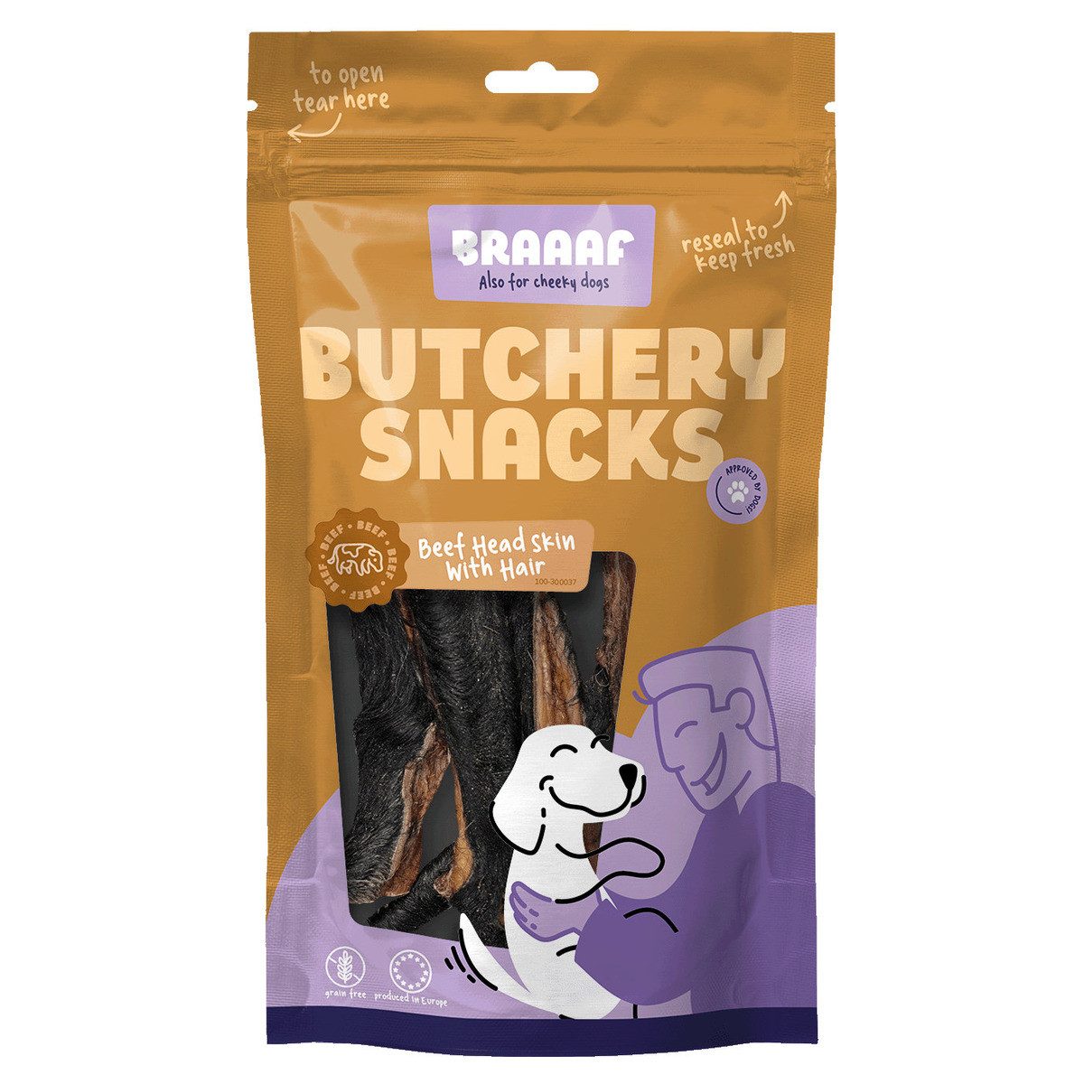 Holland Animal Care Hundesnack Butchery Rinderkopfhaut mit Fell 150 g, Snack für: Hund