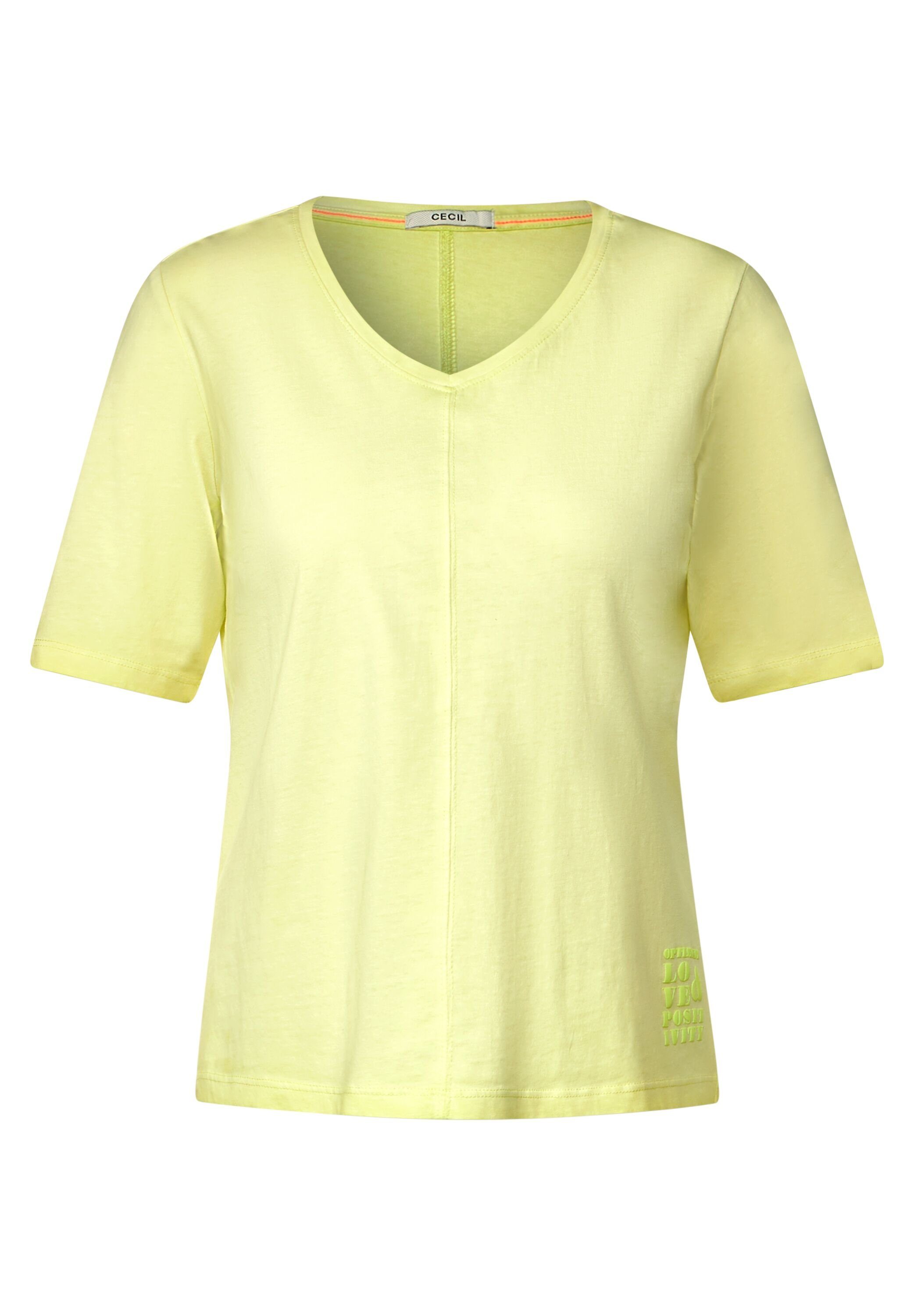 Cecil T-Shirt in Unifarbe yellow limelight