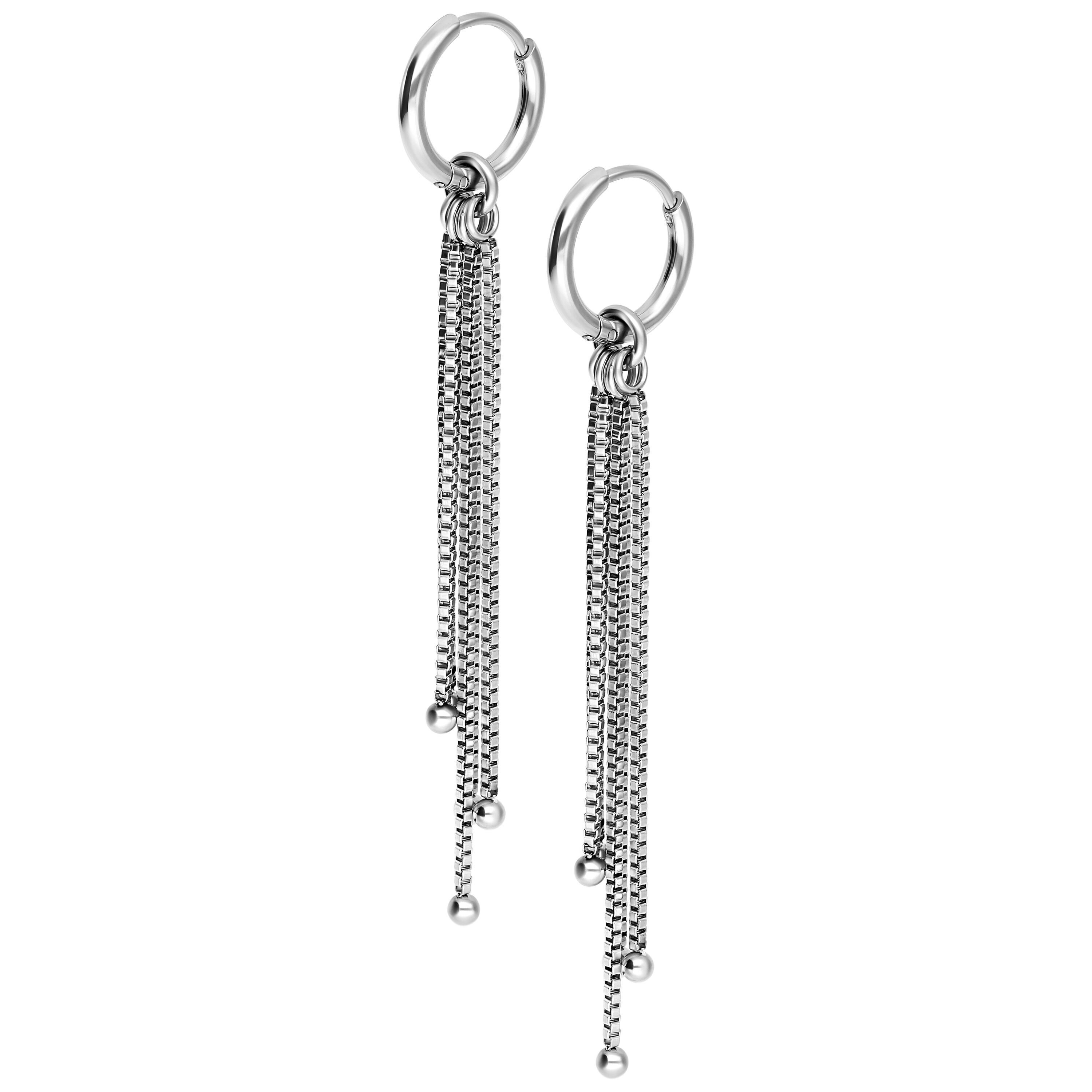 Wildcat Paar Ohrhänger Little Square Venezia Chain Hoops (pair) - Silber, Chirurgenstahl 316L - wasserfest, langlebig, hautverträglich