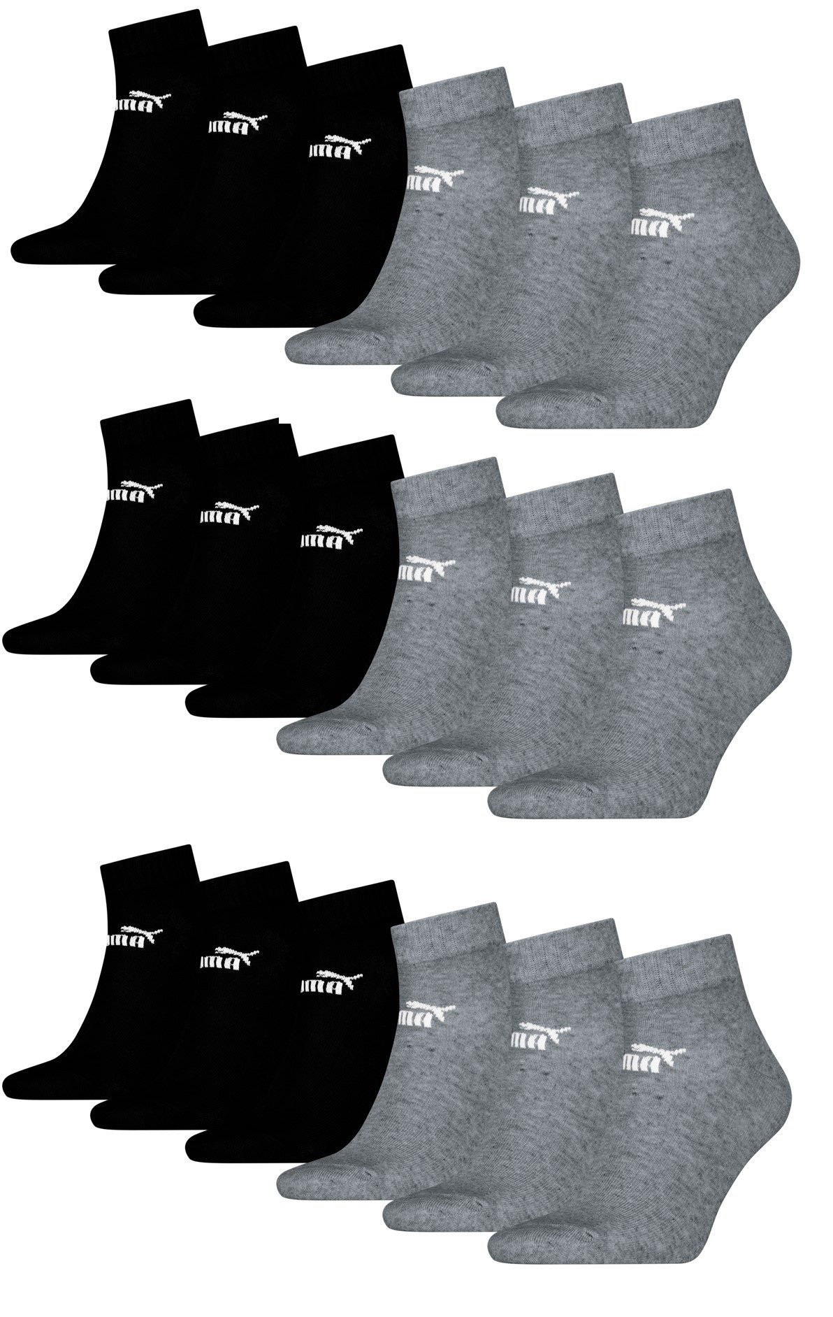 PUMA Sportsocken PUMA Quarter Socken Sneaker knöchelhoch für Damen Herren 18er Pack (18-Paar, 18 Paar) Logoschriftzug