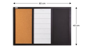 ALLboards Magnettafel 3-in-1-Kombitafel: Whiteboard, Kreide (magnetisch) und Kork, 60×40 cm