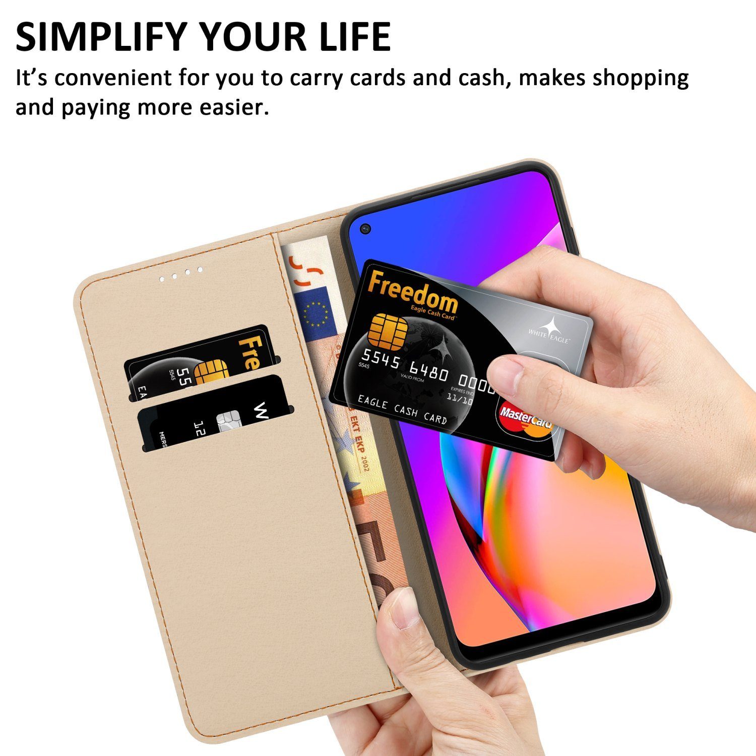 Cadorabo Handyhülle für Oppo A94 5G Hülle Oppo A94 5G, Handy Schutzhülle - Hülle, Standfunktion, Kartenfach, Magnetverschluss