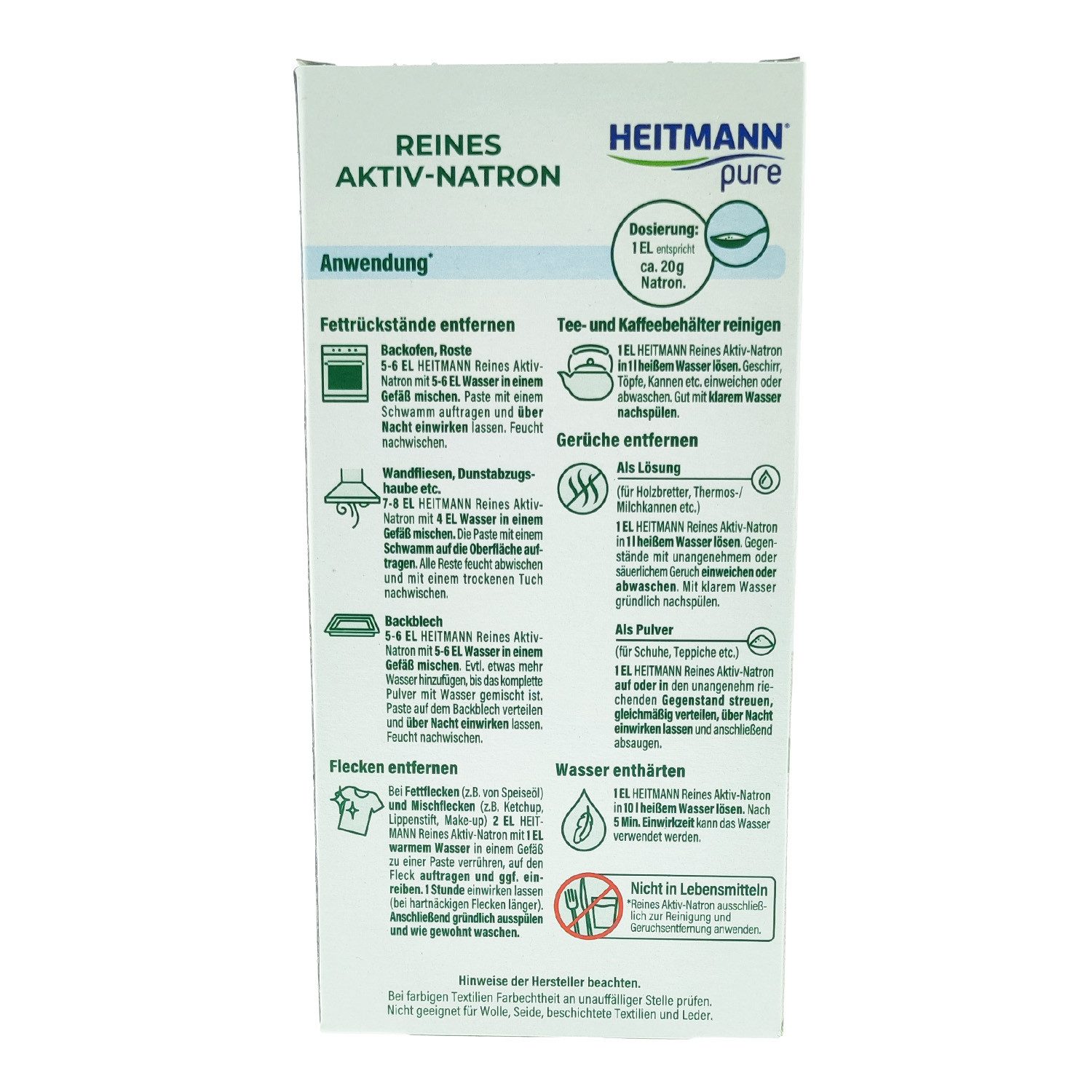 HEITMANN HTM pure reines Aktiv Natron 450g Reinigungskonzentrat (Stück, [- HTM pure reines Aktiv Natron 450g Reinigungsmittell Reinigungspulver Putzmitte Natron)