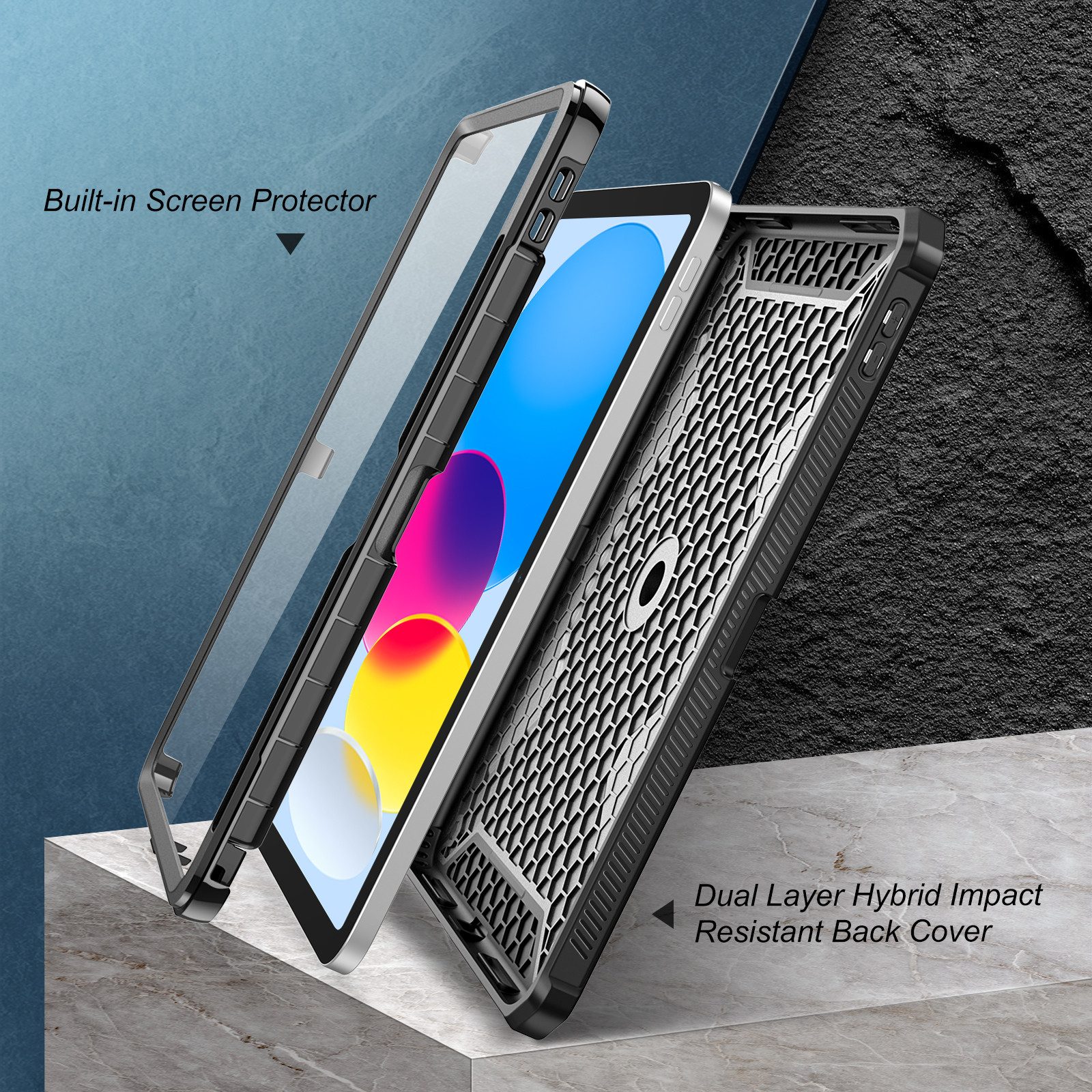 Fintie Tablet-Hülle für iPad 11./10. Generation 11/10,9 Zoll 2025/2022[Tuatara Magic Ring], 360 Grad drehbarer Griff Ständer Stoßfest Cover mit Displayschutzfol – Bild 5 von 5