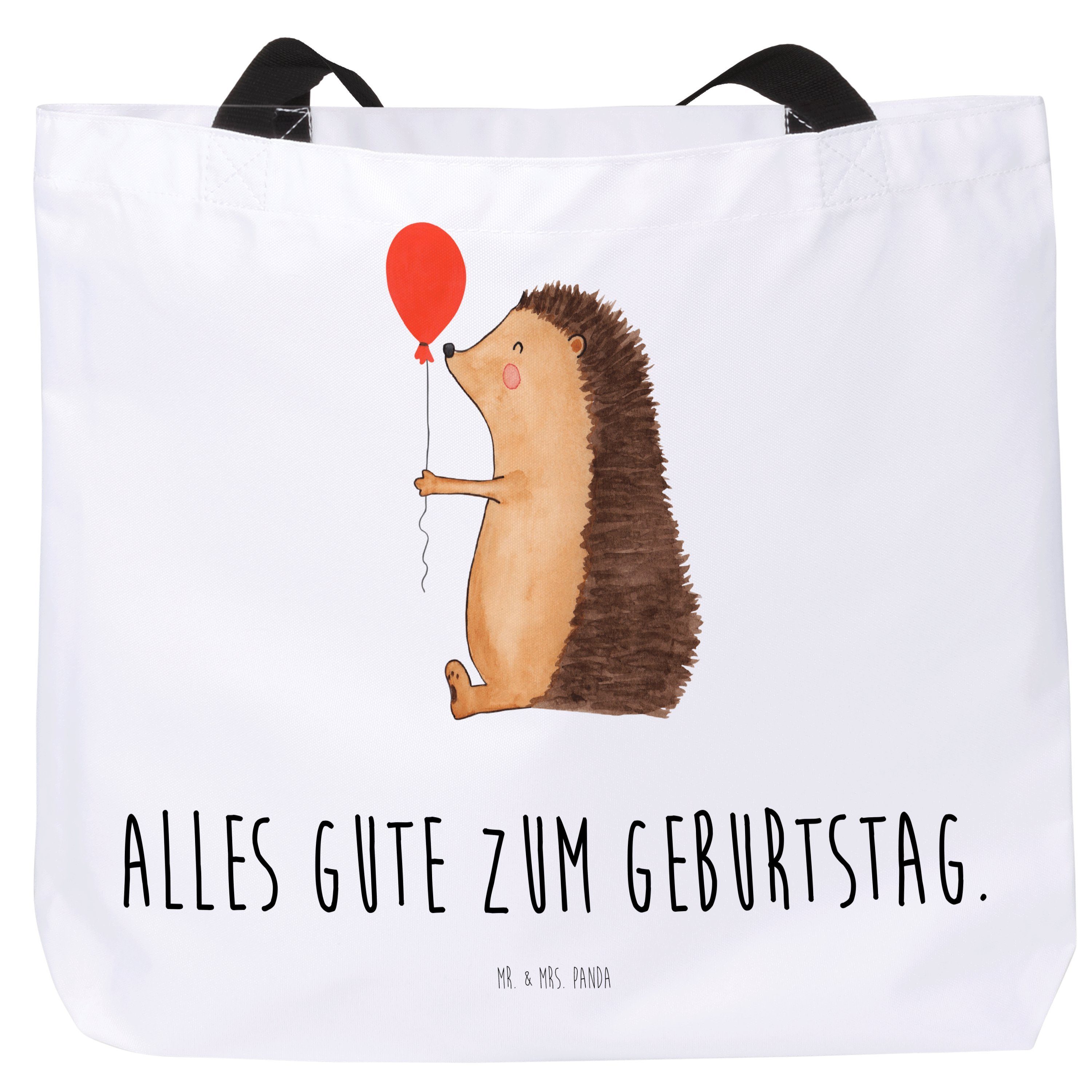 Mr. & Mrs. Panda Shopper Igel mit Luftballon - Weiß - Geschenk, Herzlichen Glückwunsch, Shoppe (1-tlg)