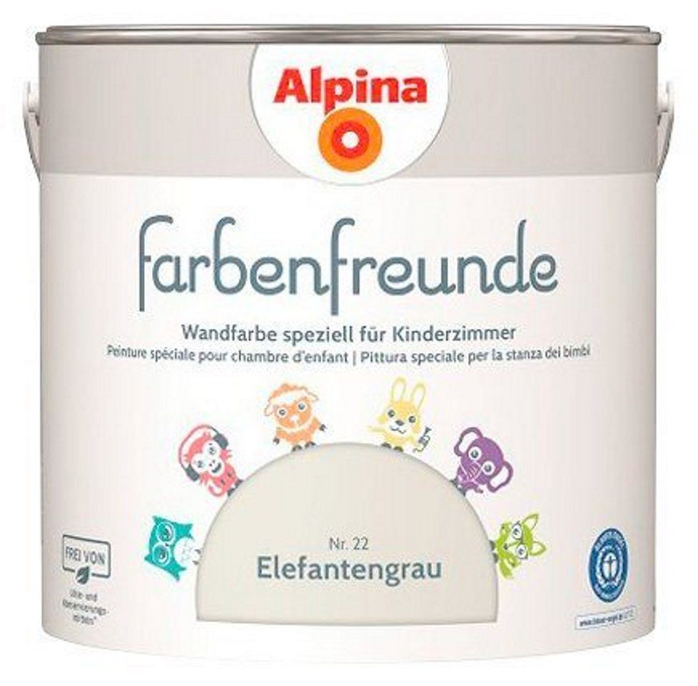 Alpina Wandfarbe Alpina 2,5 L Farbenfreunde, Elefantengrau No. 22