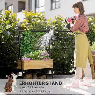 Outsunny Hochbeet mit Rankgitter, Blumenkasten (Gemüsebeet, 1 St., Pflanzkübel), für Garten, Balkon, Naturholz