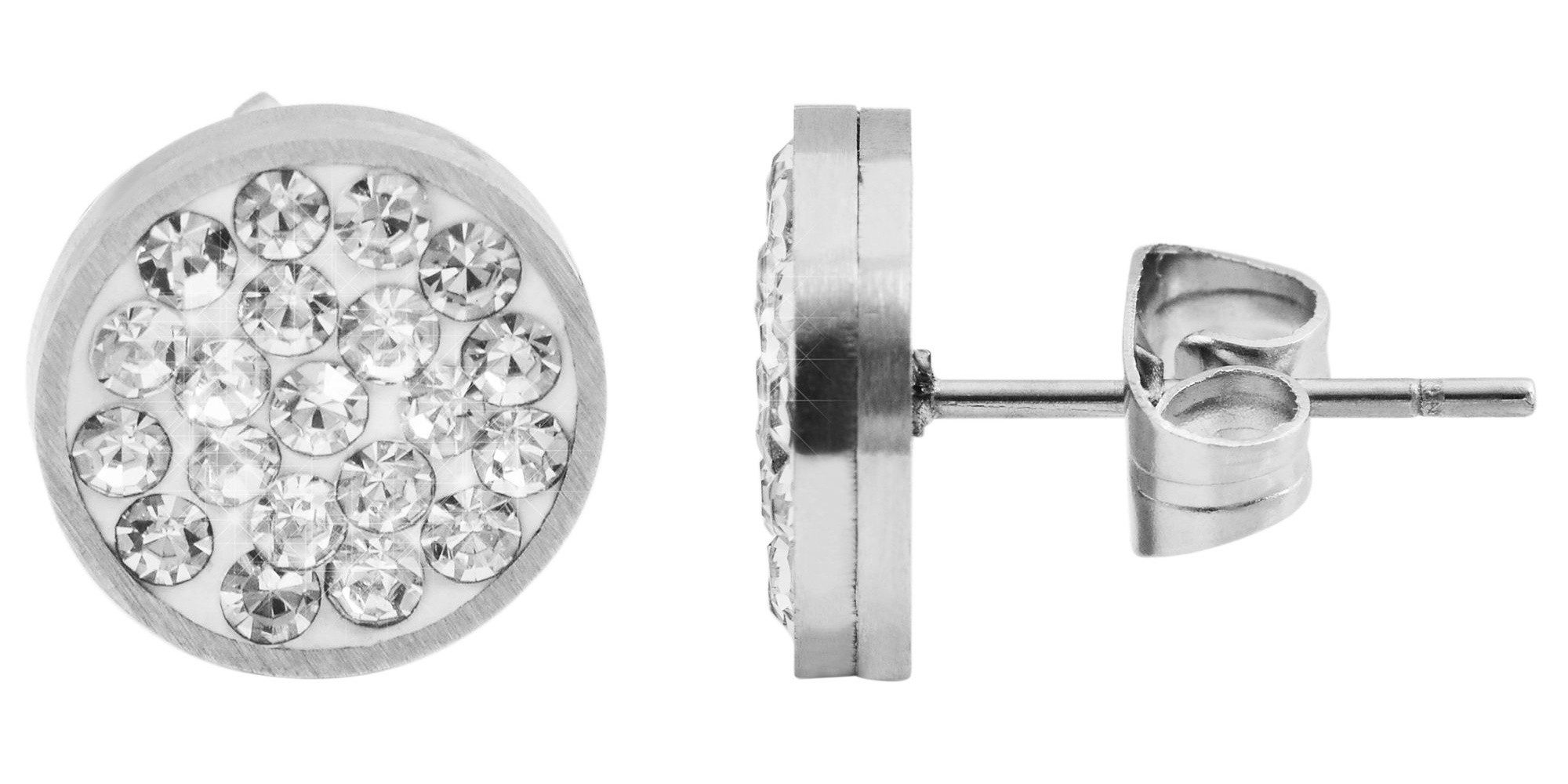Paar Ohrhänger Ohrringe – Ohrstecker aus Edelstahl mit Strass Steinchen