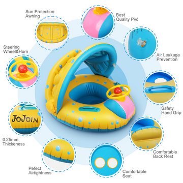POPOLIC Schwimmring Baby Schwimmring - Aufblasbare Baby Schwimmen Float Ring (mit Langlebigen Süßen Katzensonnenbrillen und Abnehmbarem Sonnendach für Kleinkinder)