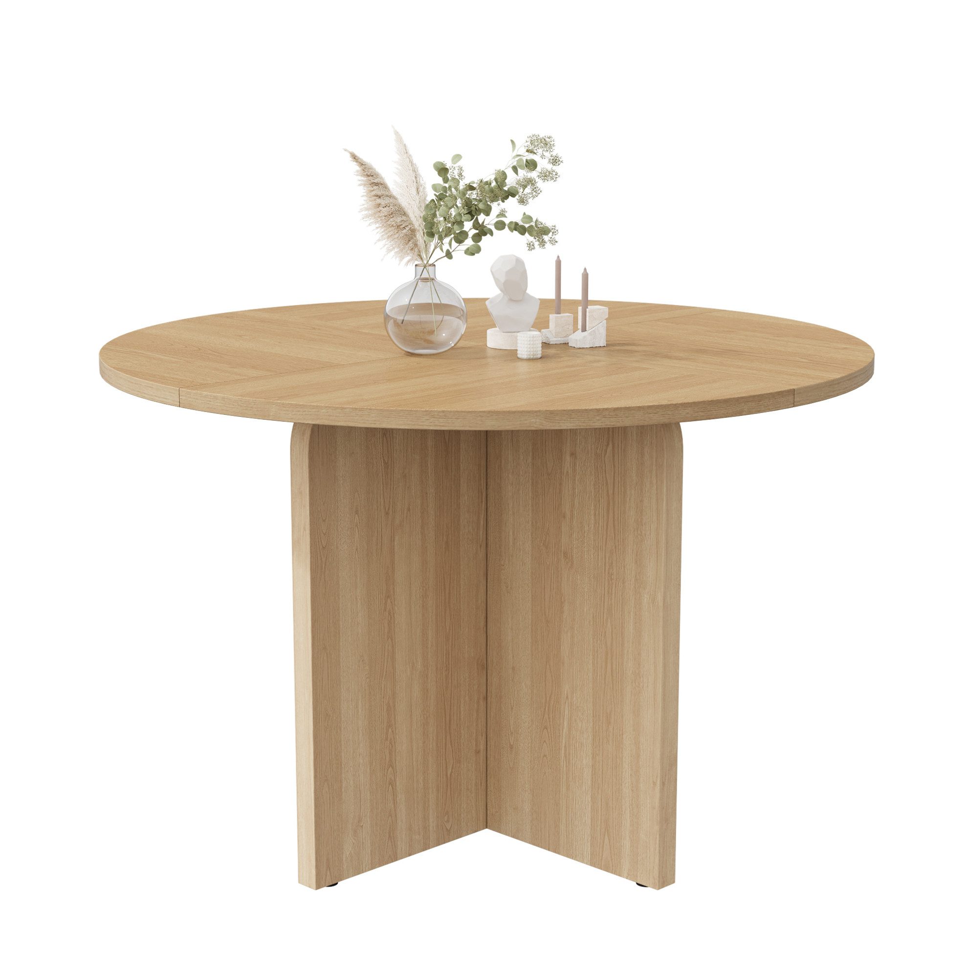 OKWISH Esstisch Runder Essplatz für 4–6 Personen – 120 cm Durchmesser (Packung, 1-St., Eiche, 120×120×75 cm, für Familien & Freunde), skandinavisches Design, natürliche Holzmaserung