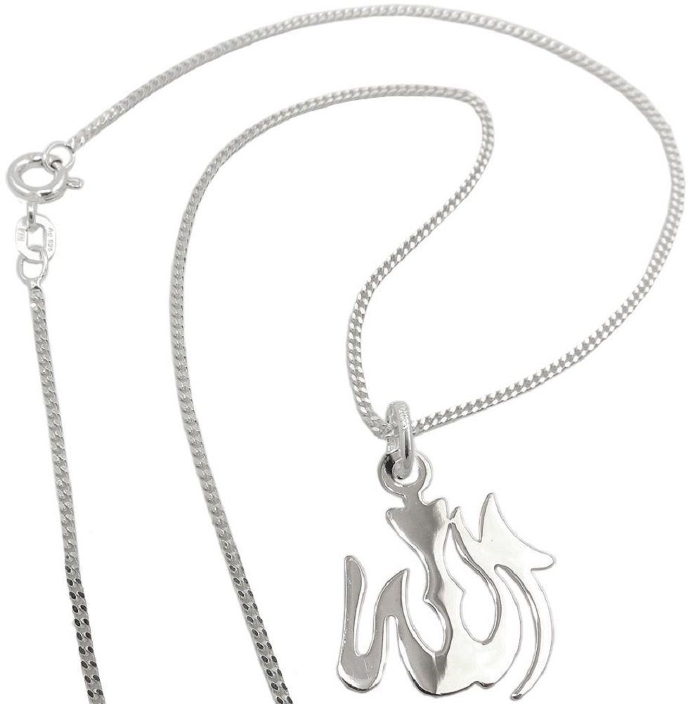 unbespielt Kette mit Anhänger Allah Symbol mit Silberkette 18 x 15 mm Länge Kette 50 cm, Silberschmuck für Damen und Herren