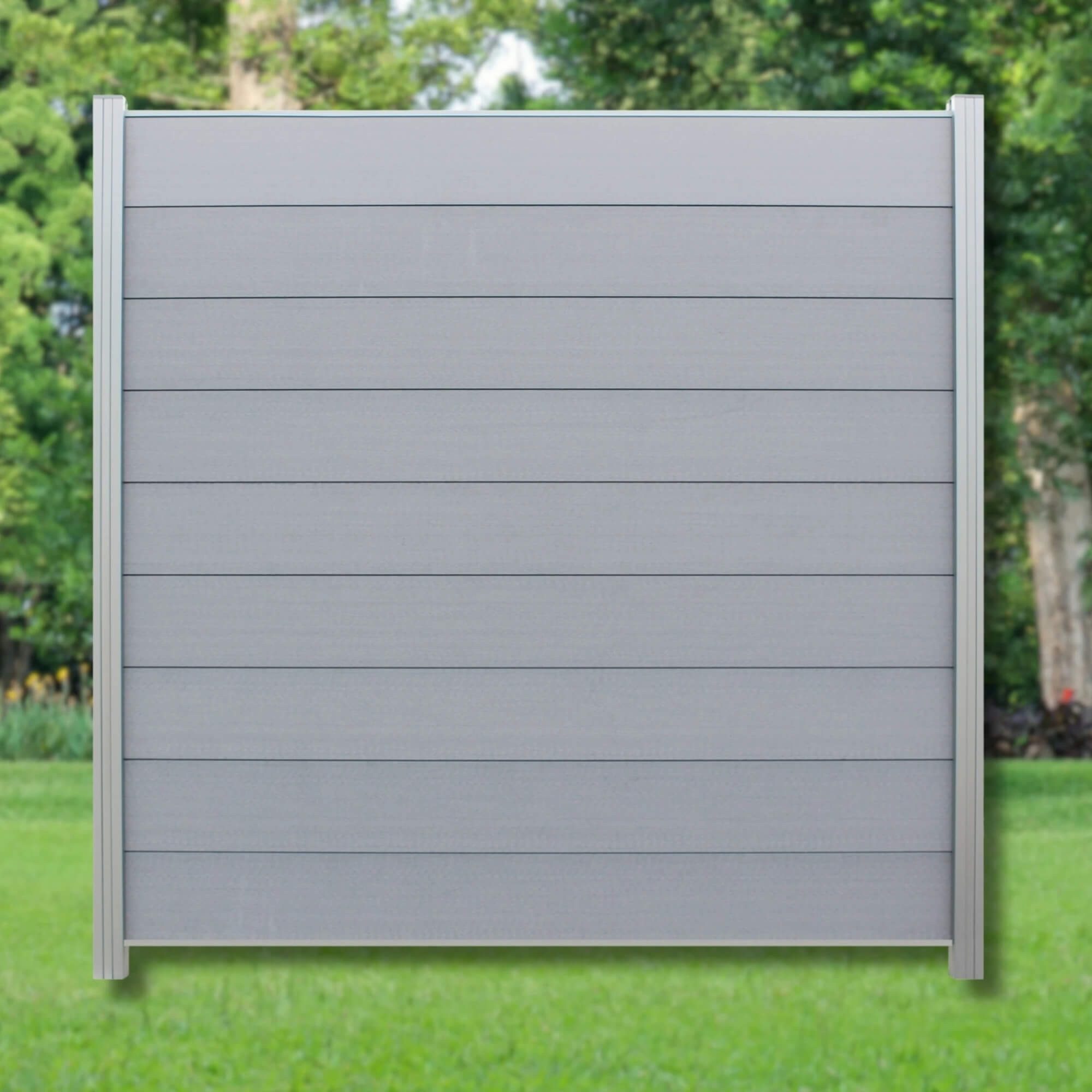 WPC Profi Zaun Zaun Komplettset grau Steingrau Sichtschutzzaun Paneele 180x180cm, (Komplettset, mit Start- und Abschlussleisten, Pfosten und Zubehör)
