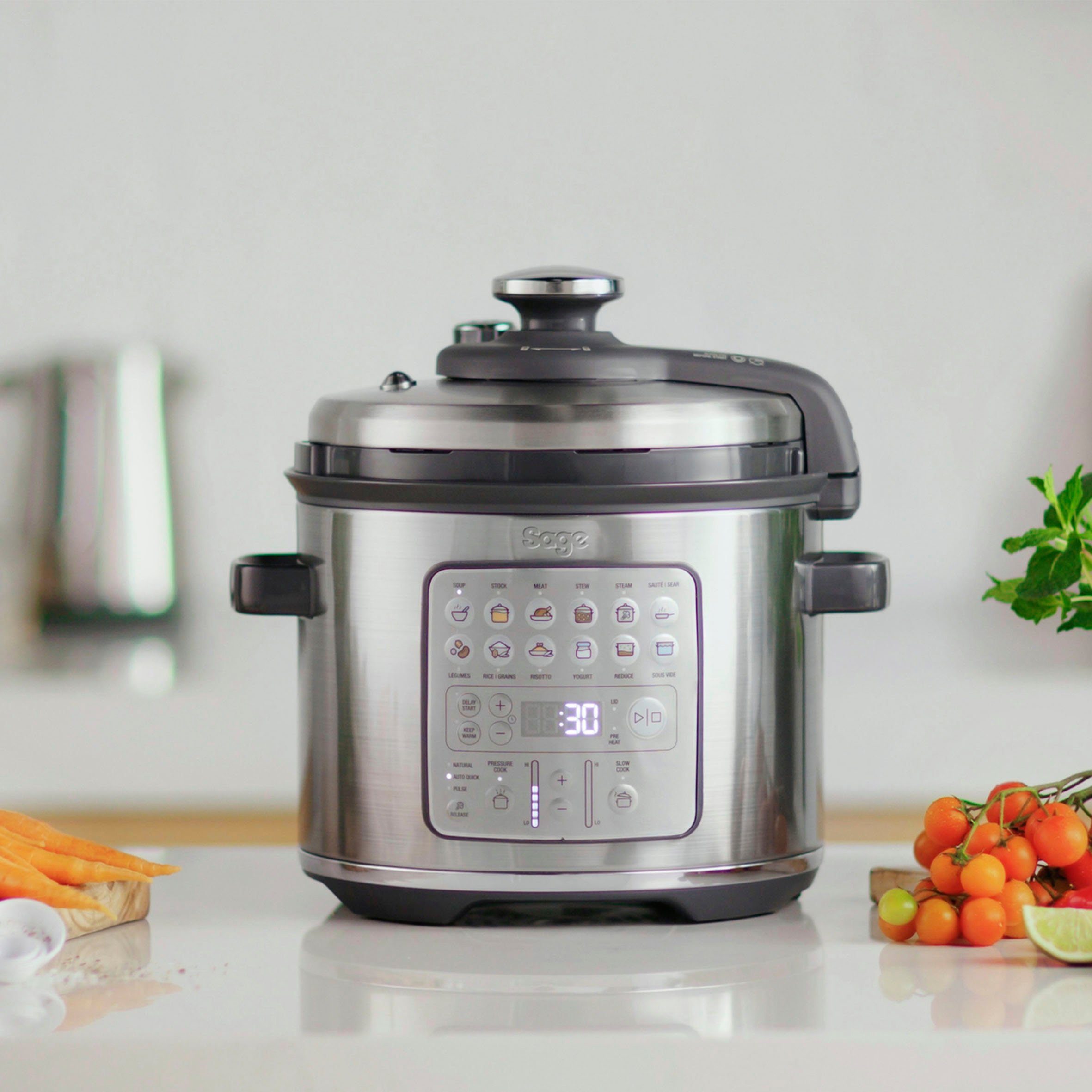 Sage Multikocher SPR680BSS Schnellkochtopf, Dampfgarer, 1100 W, The Fast Slow GO