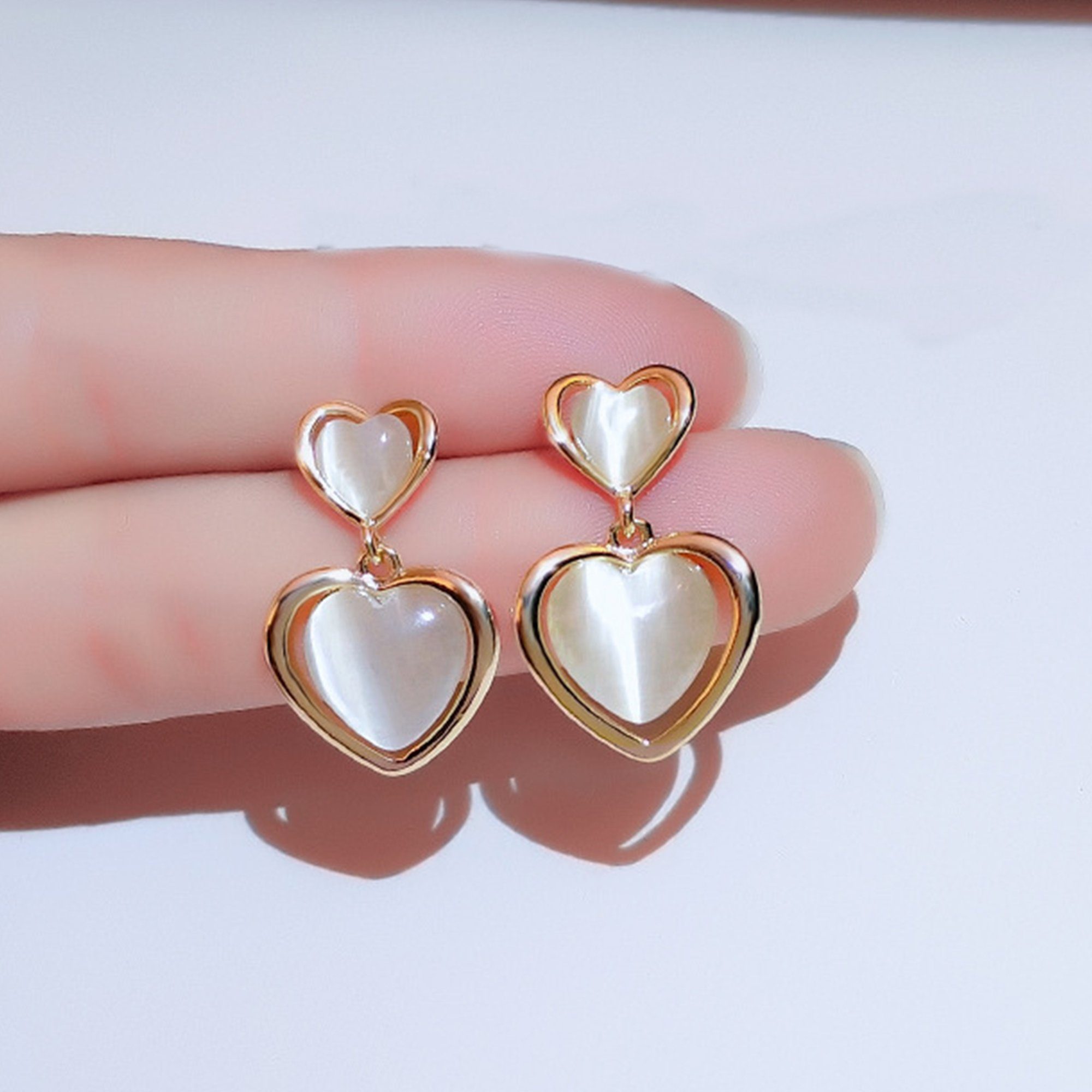 IBETTER Paar Ohrhänger Kristalle Ohrringe trendy Kupfer überzogene exquisite Ohrringe Gold+Herzform