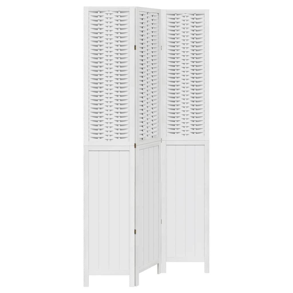 Paravent 40 x 220 cm Paravent Trennwand 3-tlg Raumteiler Weiß Massivholz Paulow
